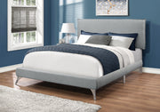 Bed - Queen Size / Grey Linen With Chrome Legs-Standard Beds-DECOROLALA