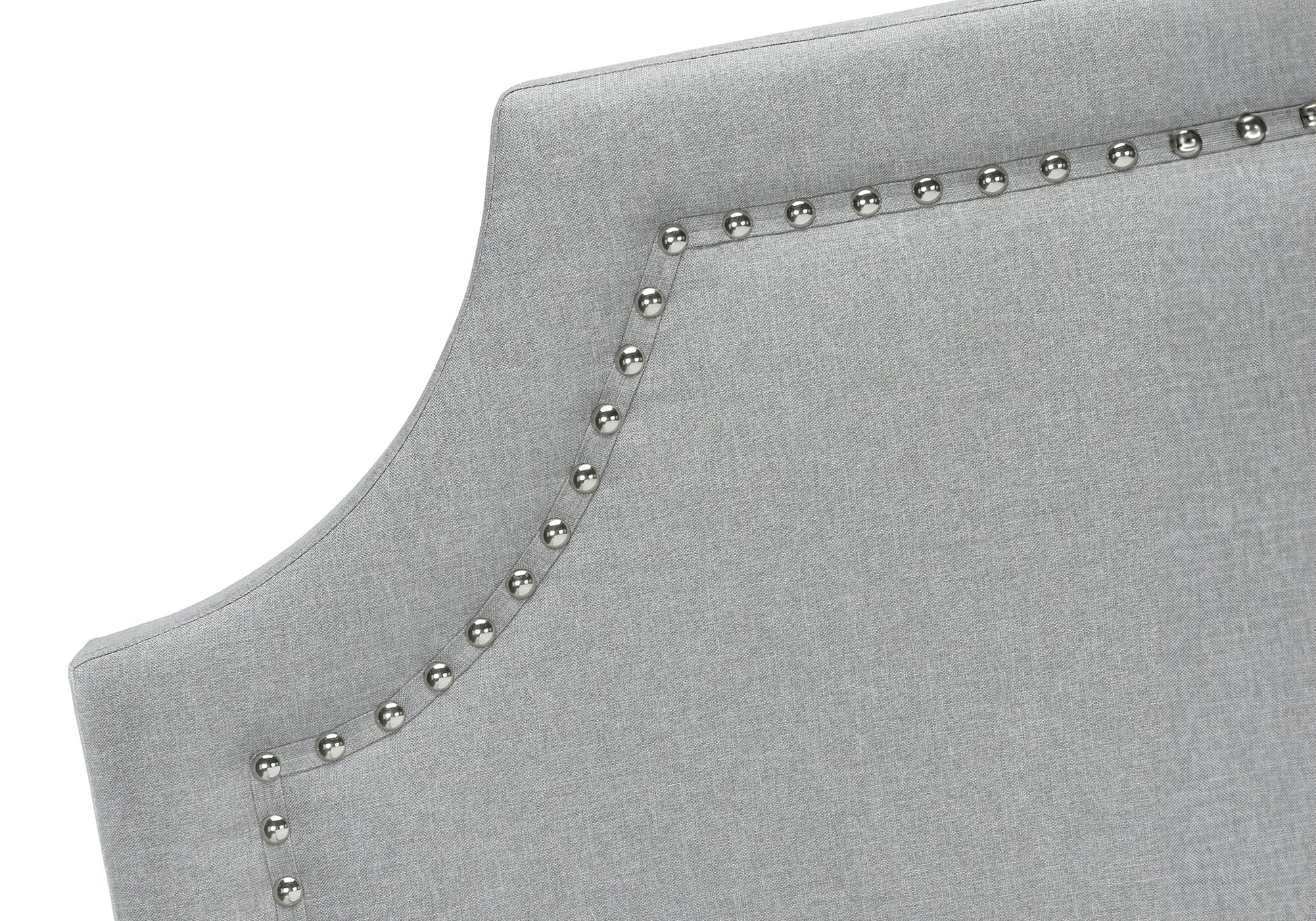 Bed - Queen Size / Grey Linen With Chrome Metal Legs-Standard Beds-DECOROLALA