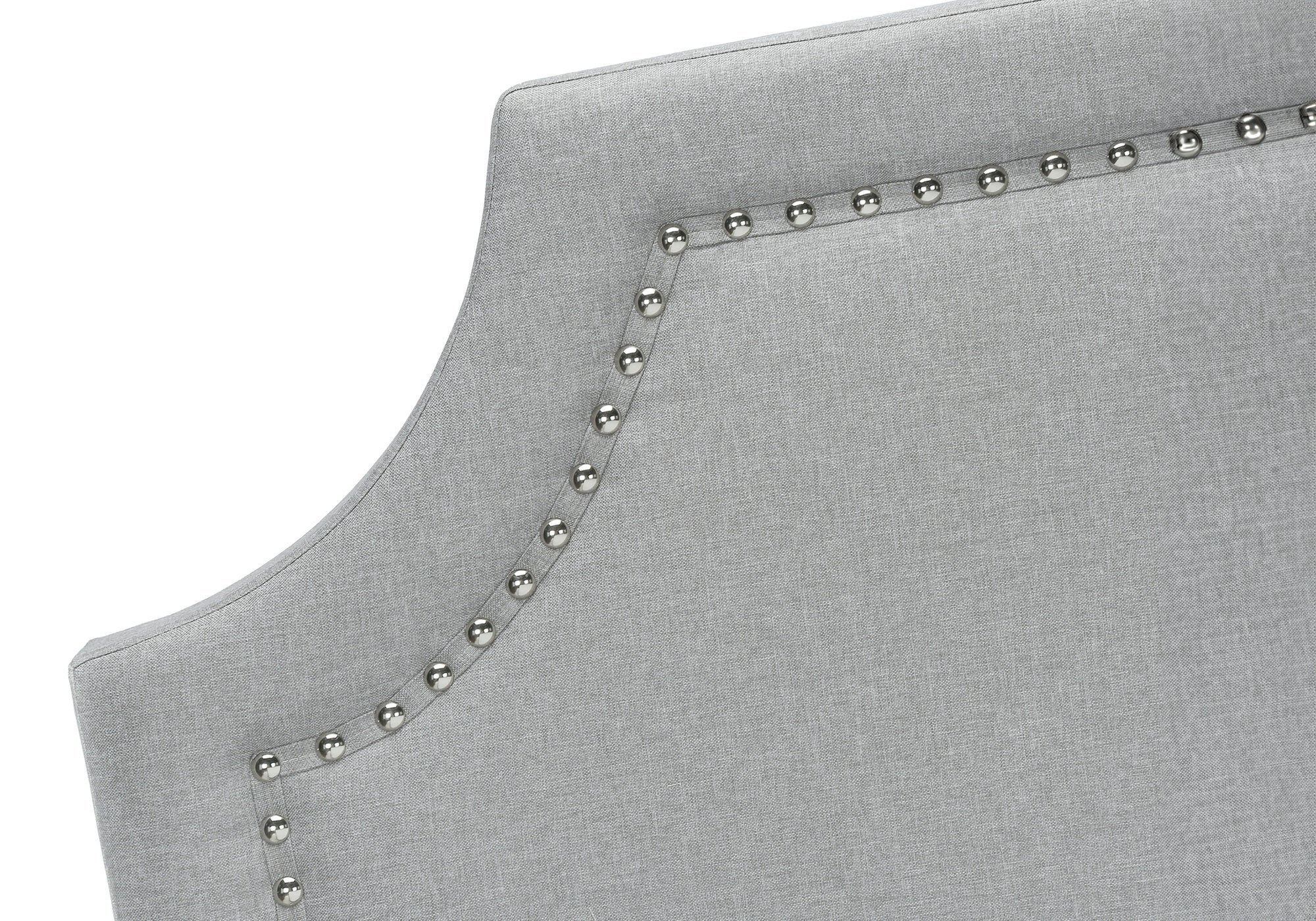 Bed - Queen Size / Grey Linen With Chrome Metal Legs-Standard Beds-DECOROLALA