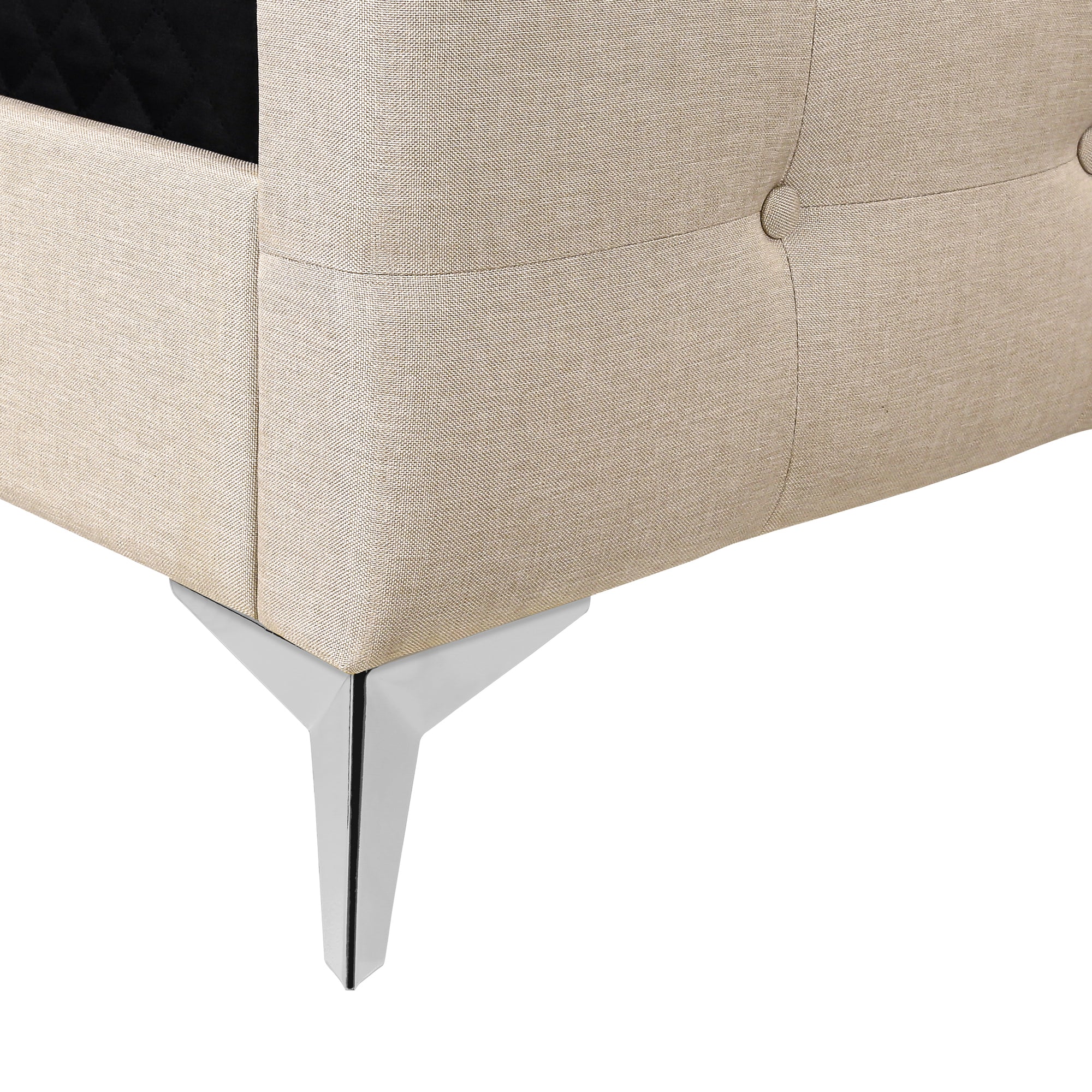 Bed - Queen Size / Grey Linen With Chrome Metal Legs-Standard Beds-DECOROLALA