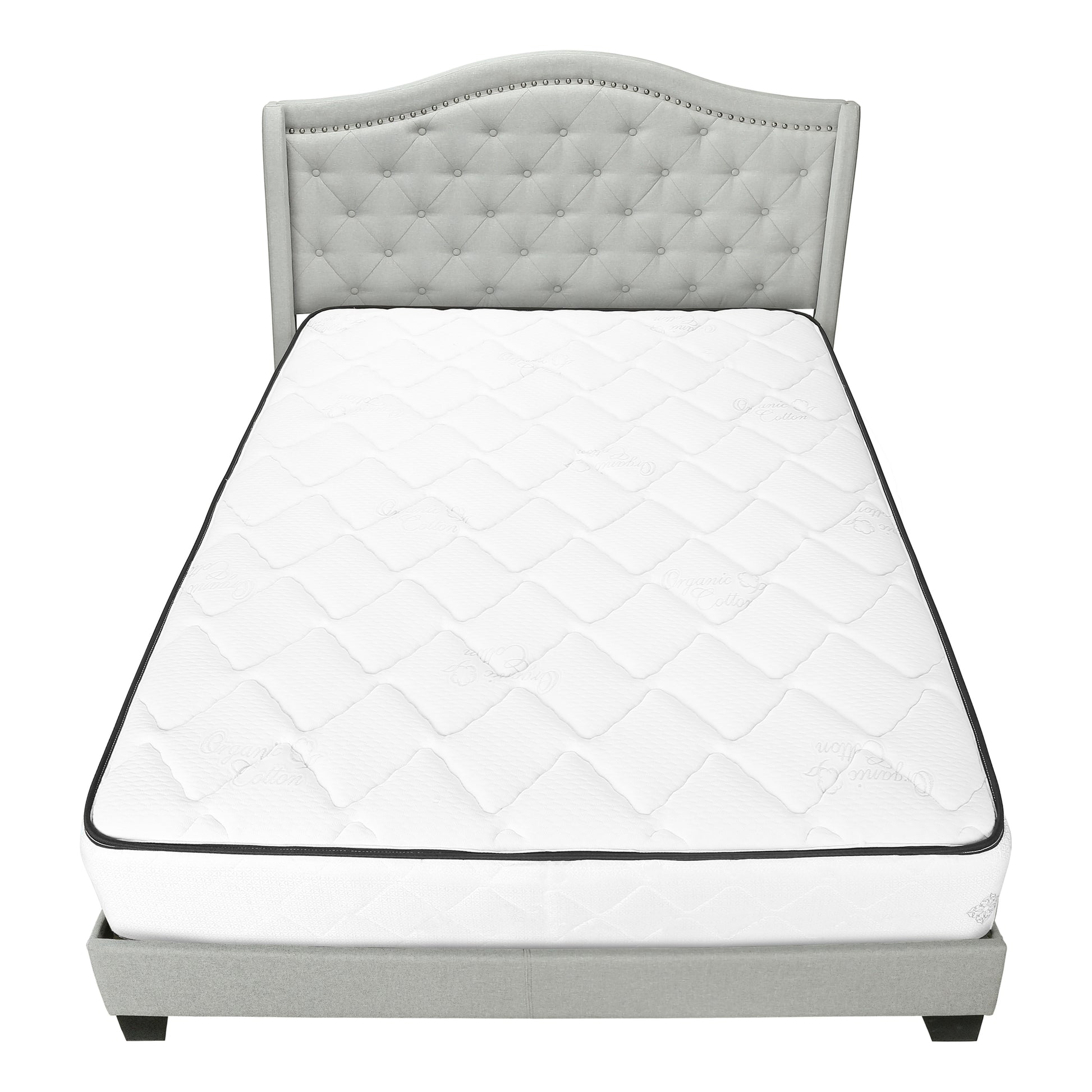 Bed - Queen Size / Grey Linen With Chrome Trim-Standard Beds-DECOROLALA