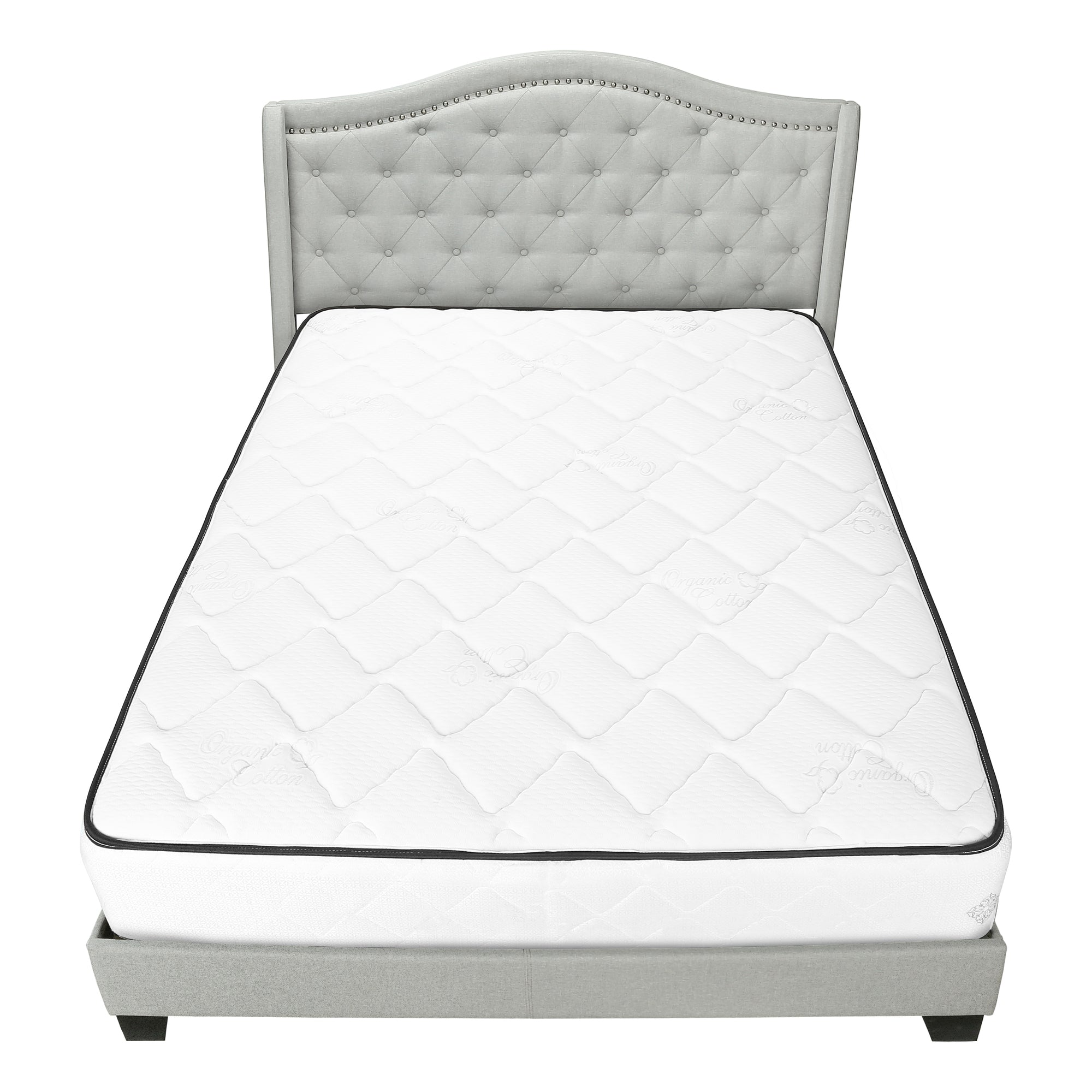 Bed - Queen Size / Grey Linen With Chrome Trim-Standard Beds-DECOROLALA