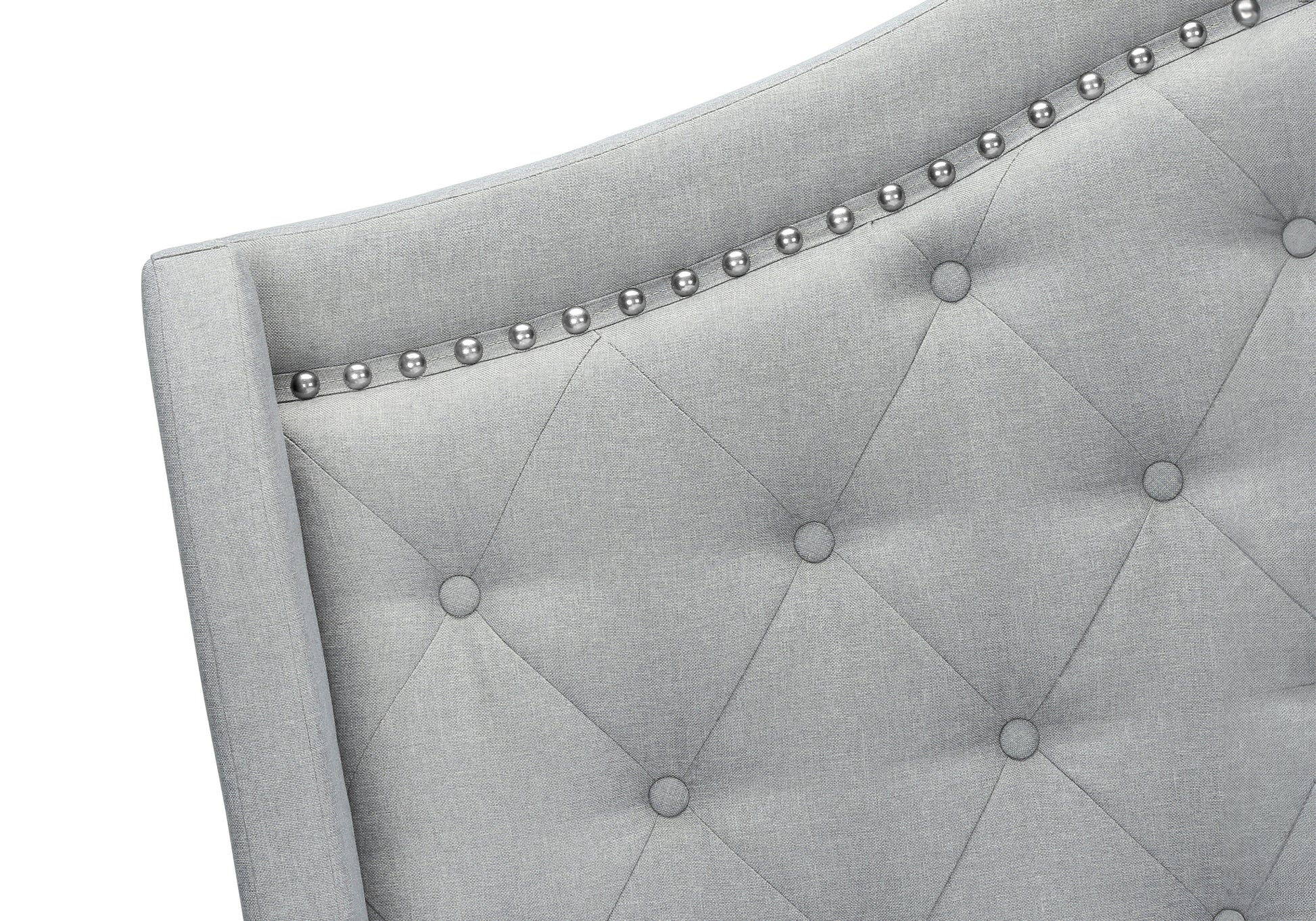 Bed - Queen Size / Grey Linen With Chrome Trim-Standard Beds-DECOROLALA