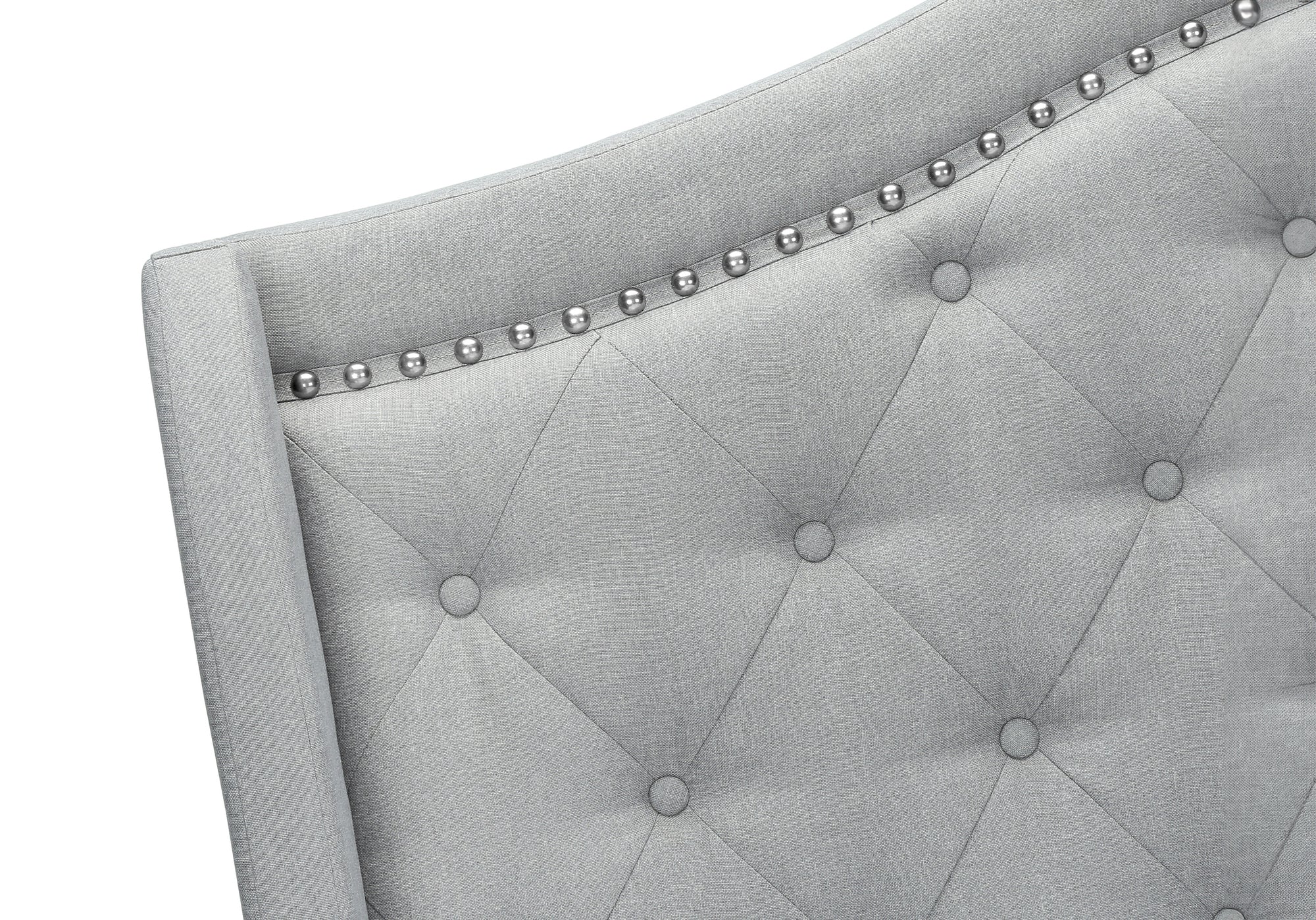 Bed - Queen Size / Grey Linen With Chrome Trim-Standard Beds-DECOROLALA