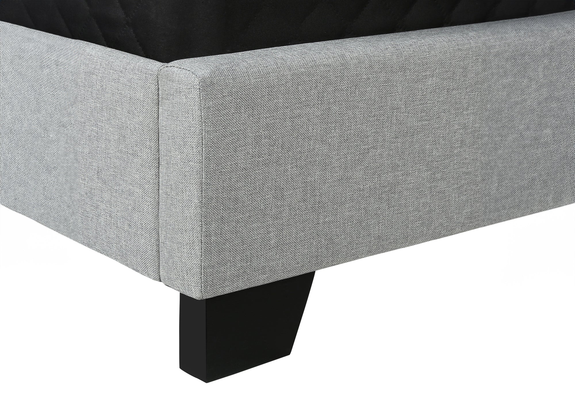 Bed - Queen Size / Grey Linen With Chrome Trim-Standard Beds-DECOROLALA