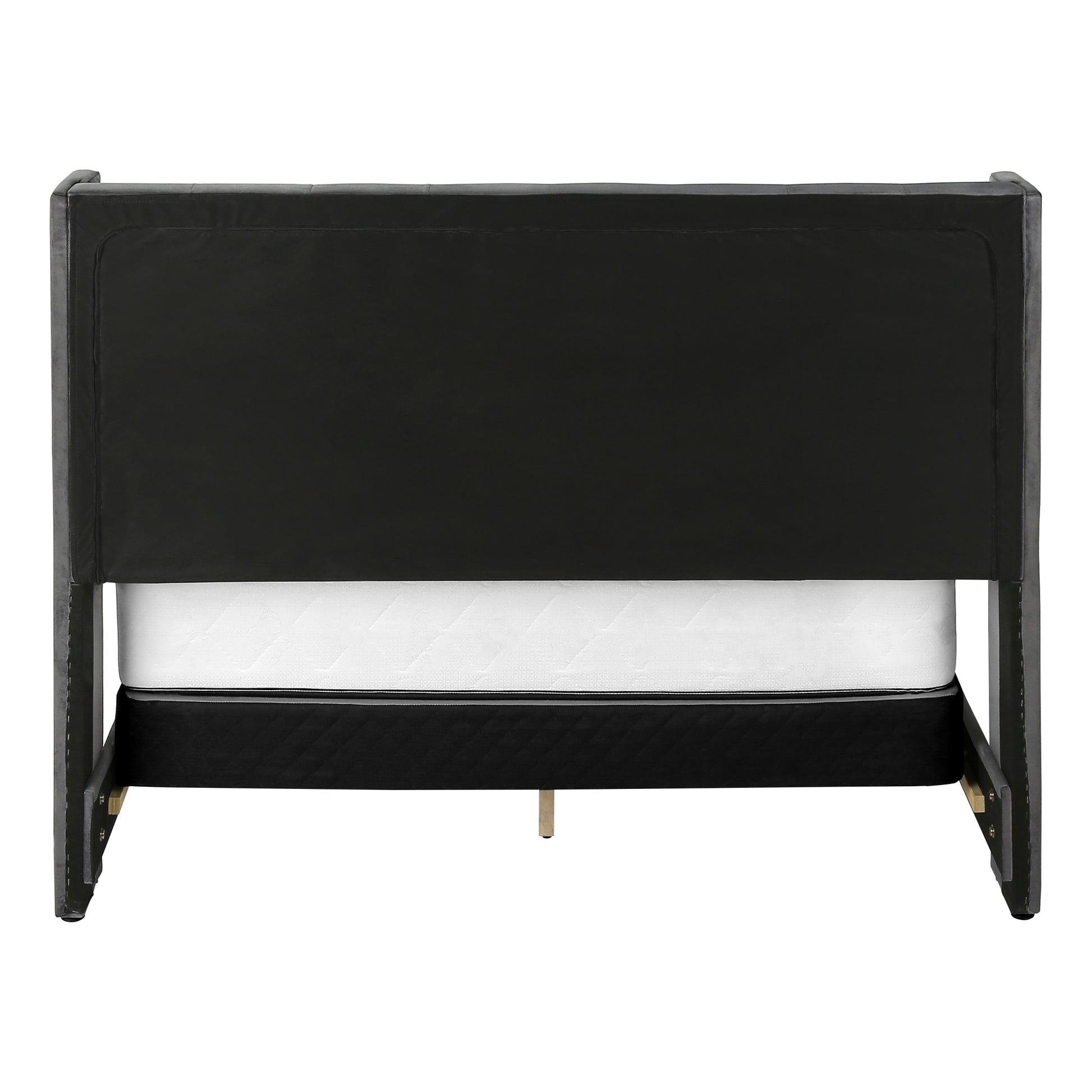 Bed - Queen Size / Grey Linen With Chrome Trim-Standard Beds-DECOROLALA