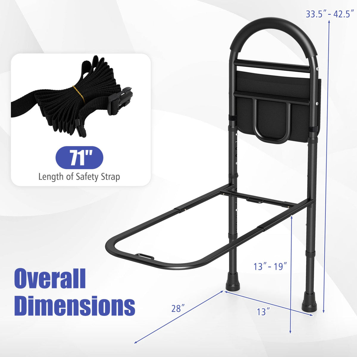 Bed Rails for Elderly Adults Safety Height Adjustable Bed Assist Railings-Health Care-DECOROLALA