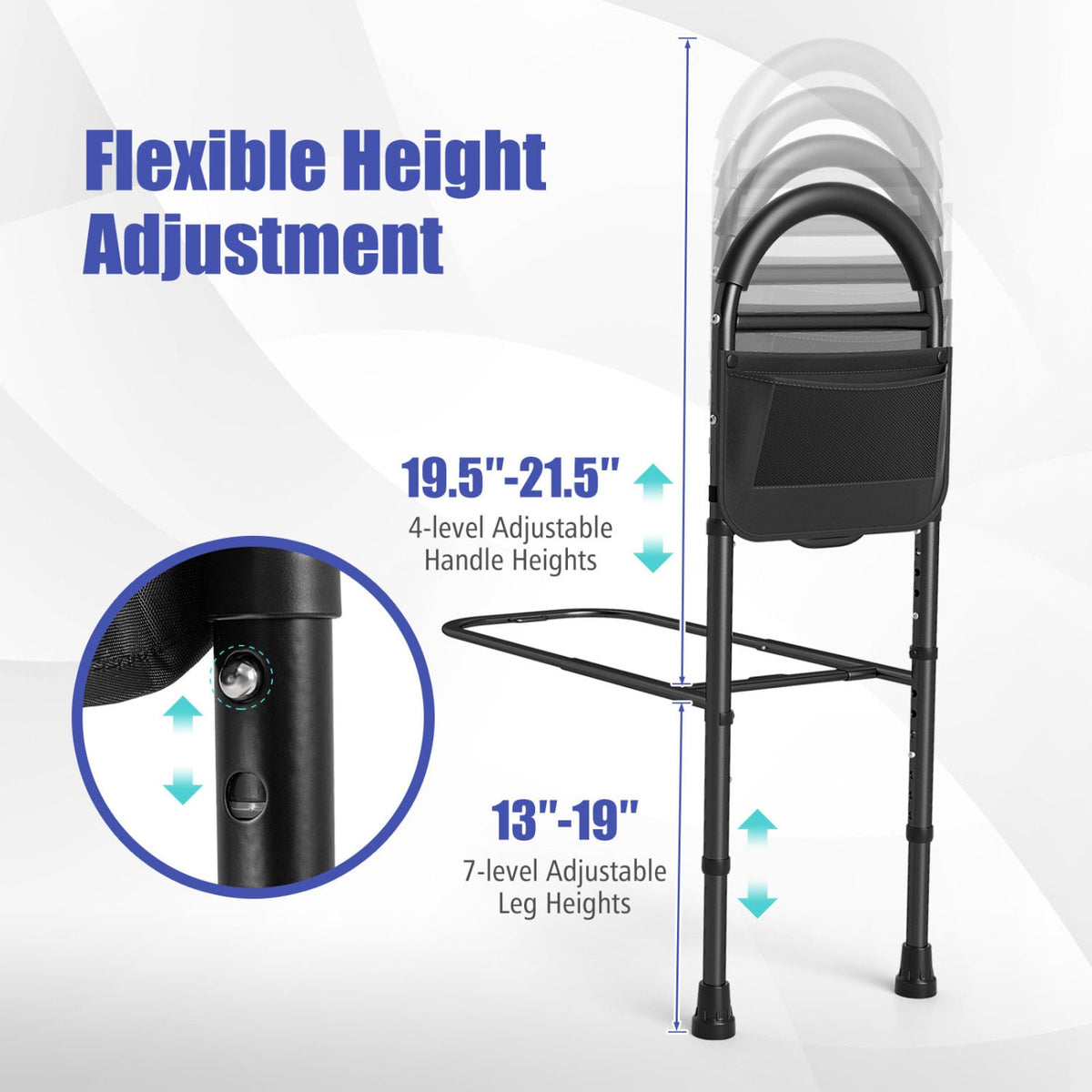 Bed Rails for Elderly Adults Safety Height Adjustable Bed Assist Railings-Health Care-DECOROLALA