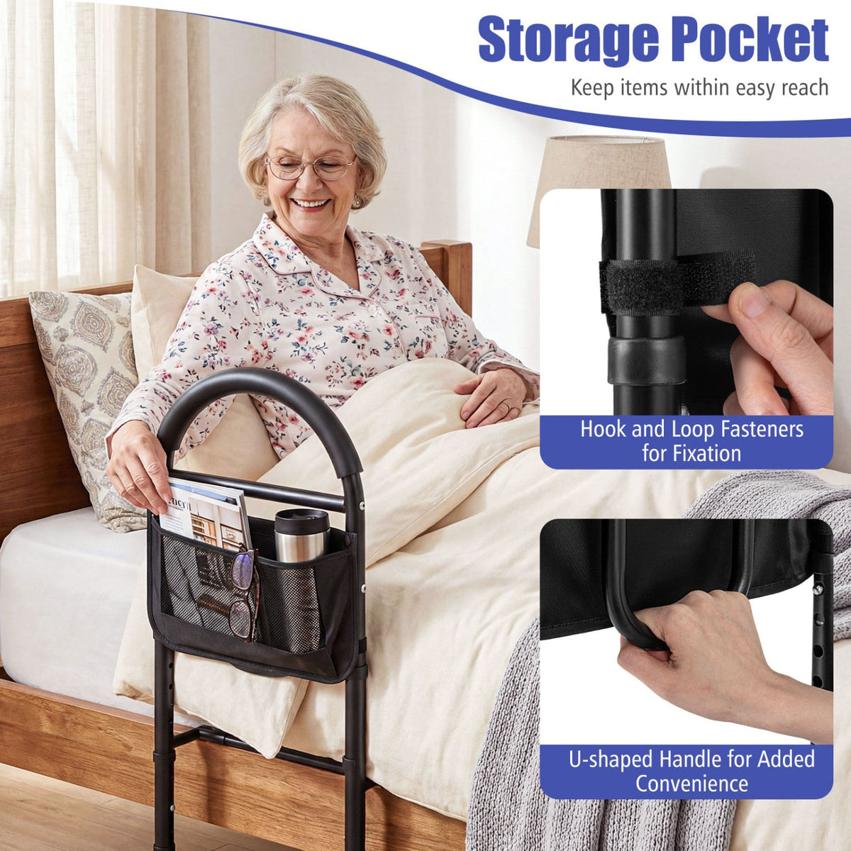 Bed Rails for Elderly Adults Safety Height Adjustable Bed Assist Railings-Health Care-DECOROLALA