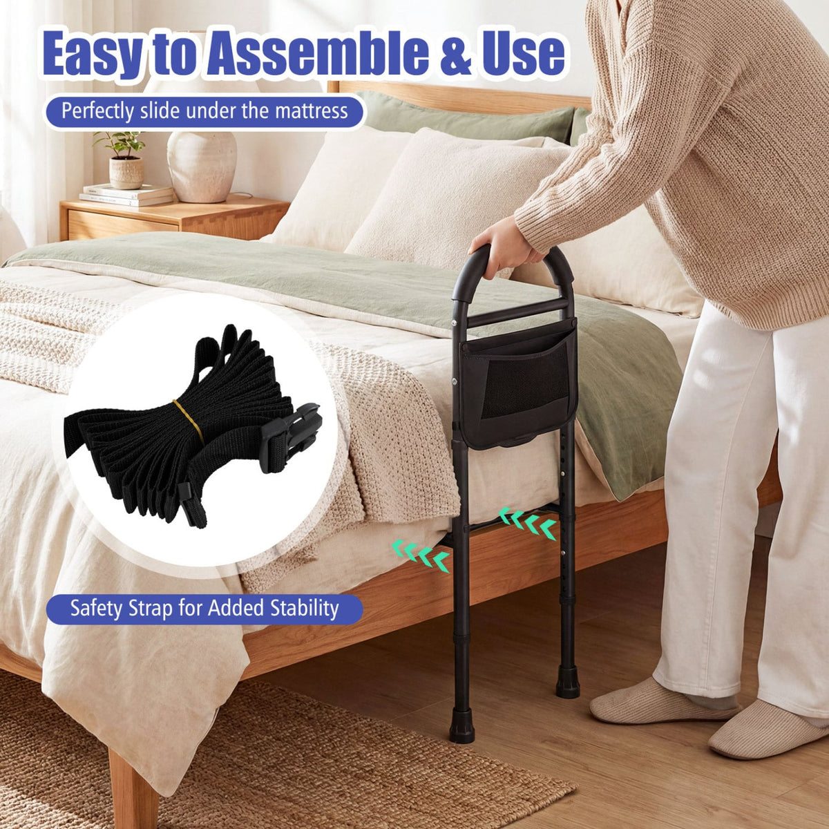 Bed Rails for Elderly Adults Safety Height Adjustable Bed Assist Railings-Health Care-DECOROLALA
