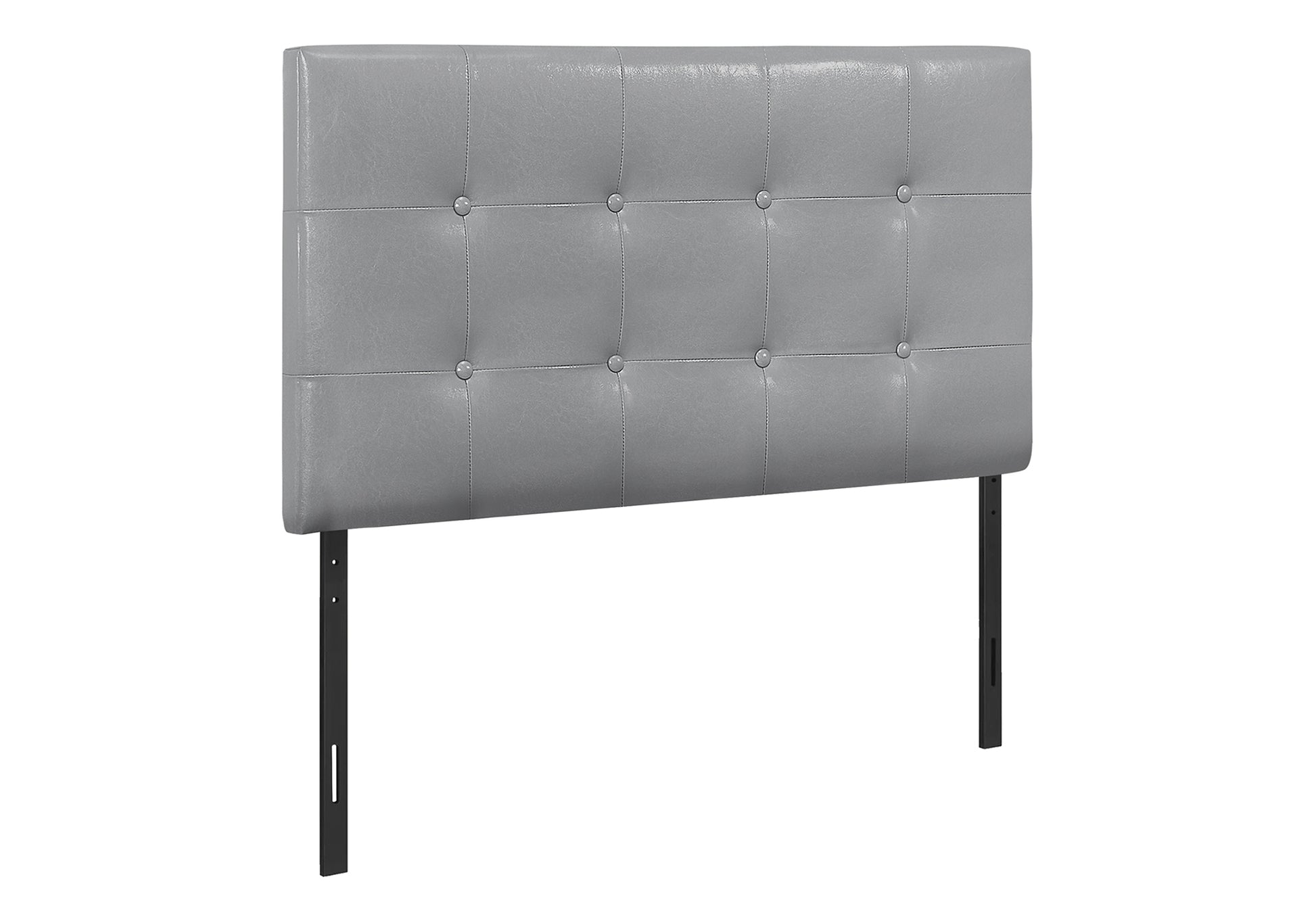 Bed - Twin Grey Leather-Look Headboard-Bed-DECOROLALA