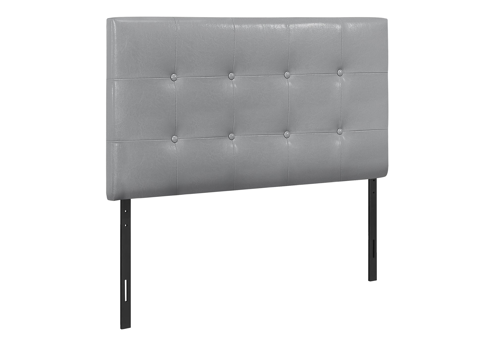 Bed - Twin Grey Leather-Look Headboard-Bed-DECOROLALA