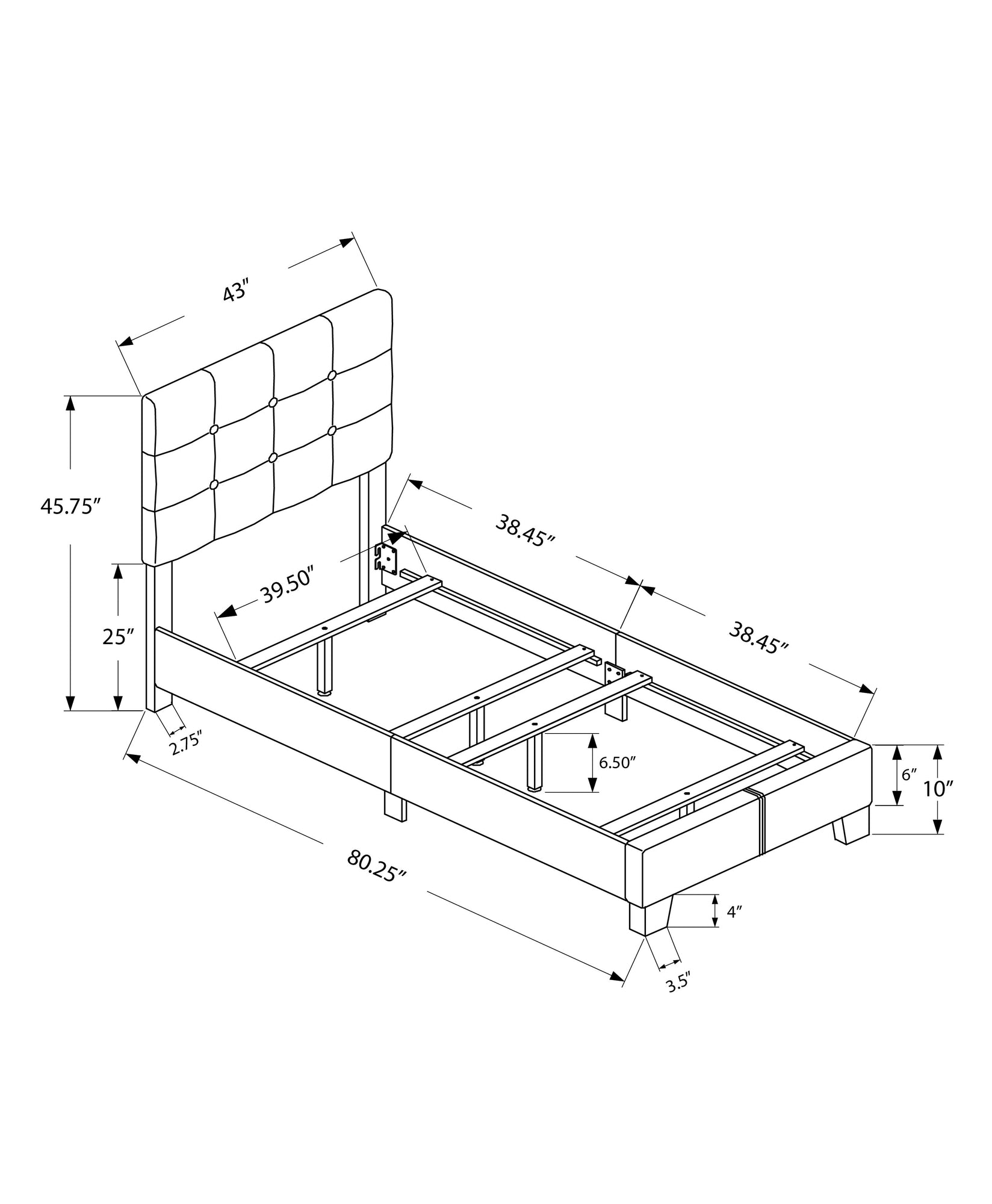 Bed - Twin Size / Dark Grey Boucle Fabric-Standard Beds-DECOROLALA