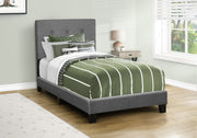 Bed - Twin Size / Dark Grey Boucle Fabric-Standard Beds-DECOROLALA