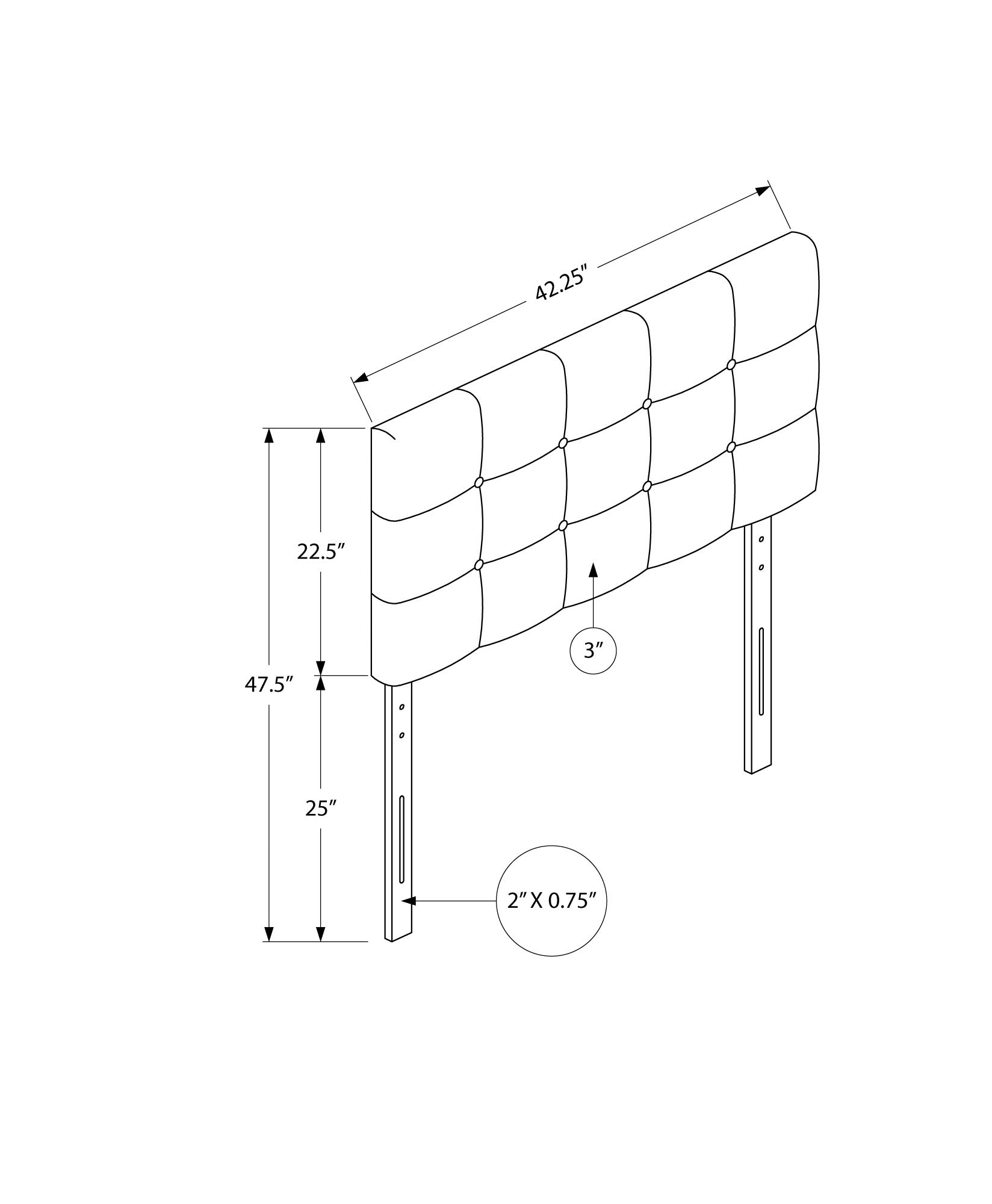 Bed - Twin Size / Grey Leather-Look Headboard Only-Standard Beds-DECOROLALA
