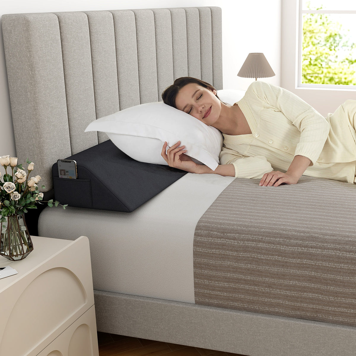 Bed Wedge Pillow with Storage Bag-Full Size-Bedding-DECOROLALA