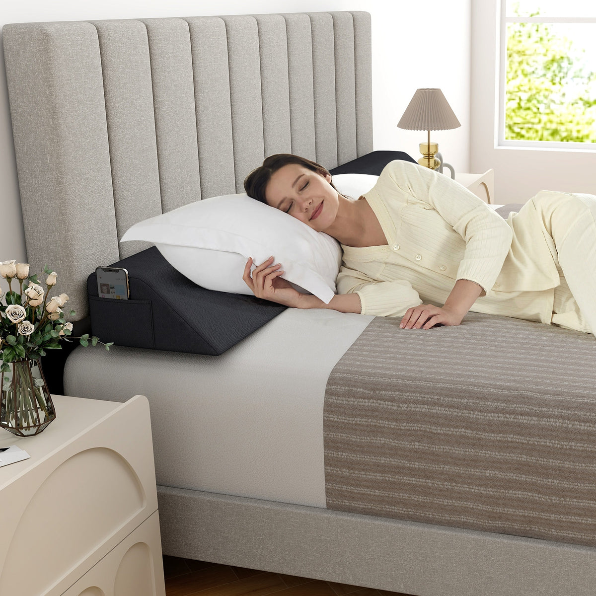 Bed Wedge Pillow with Storage Bag-King Size-Bedding-DECOROLALA
