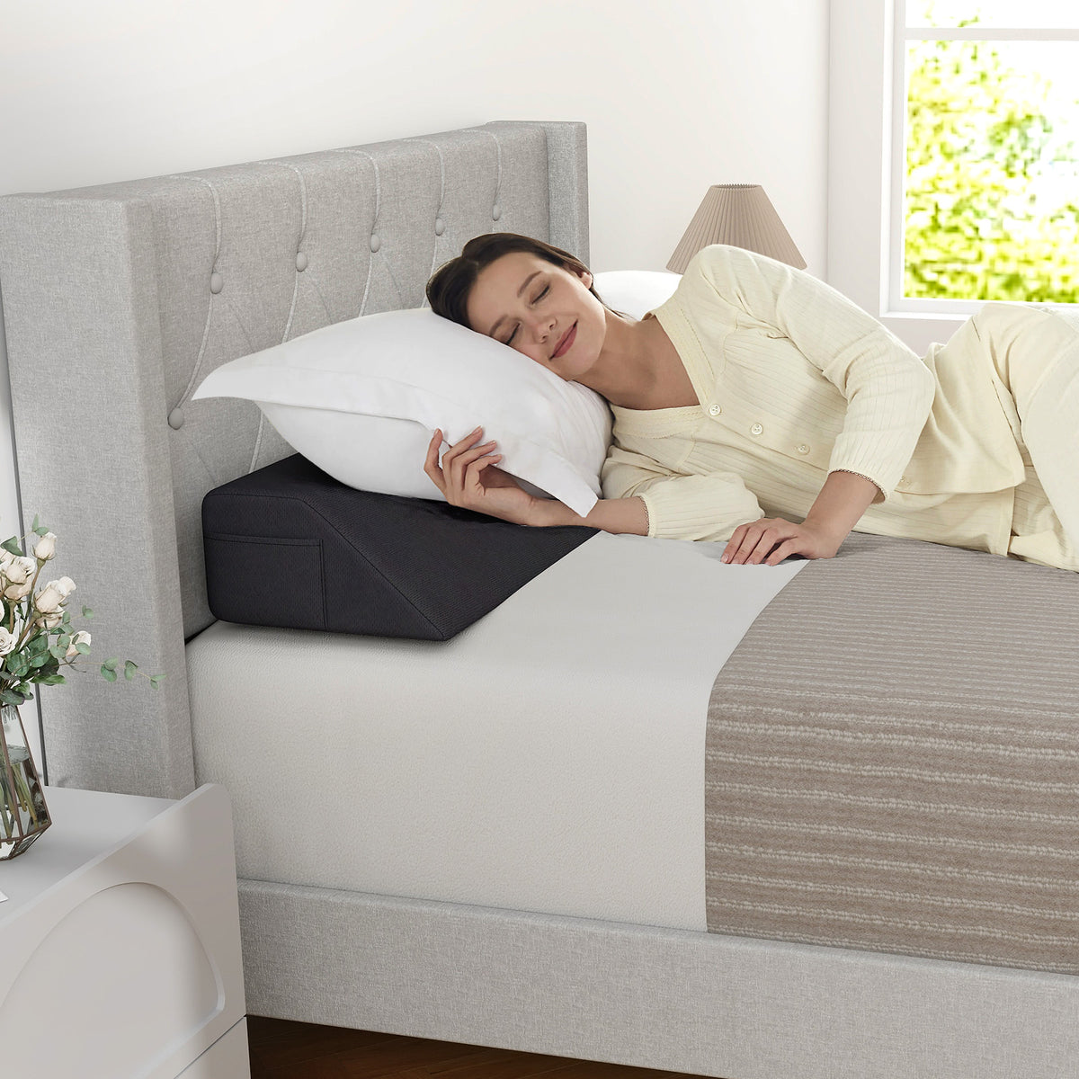 Bed Wedge Pillow with Storage Bag-Twin Size-Bedding-DECOROLALA