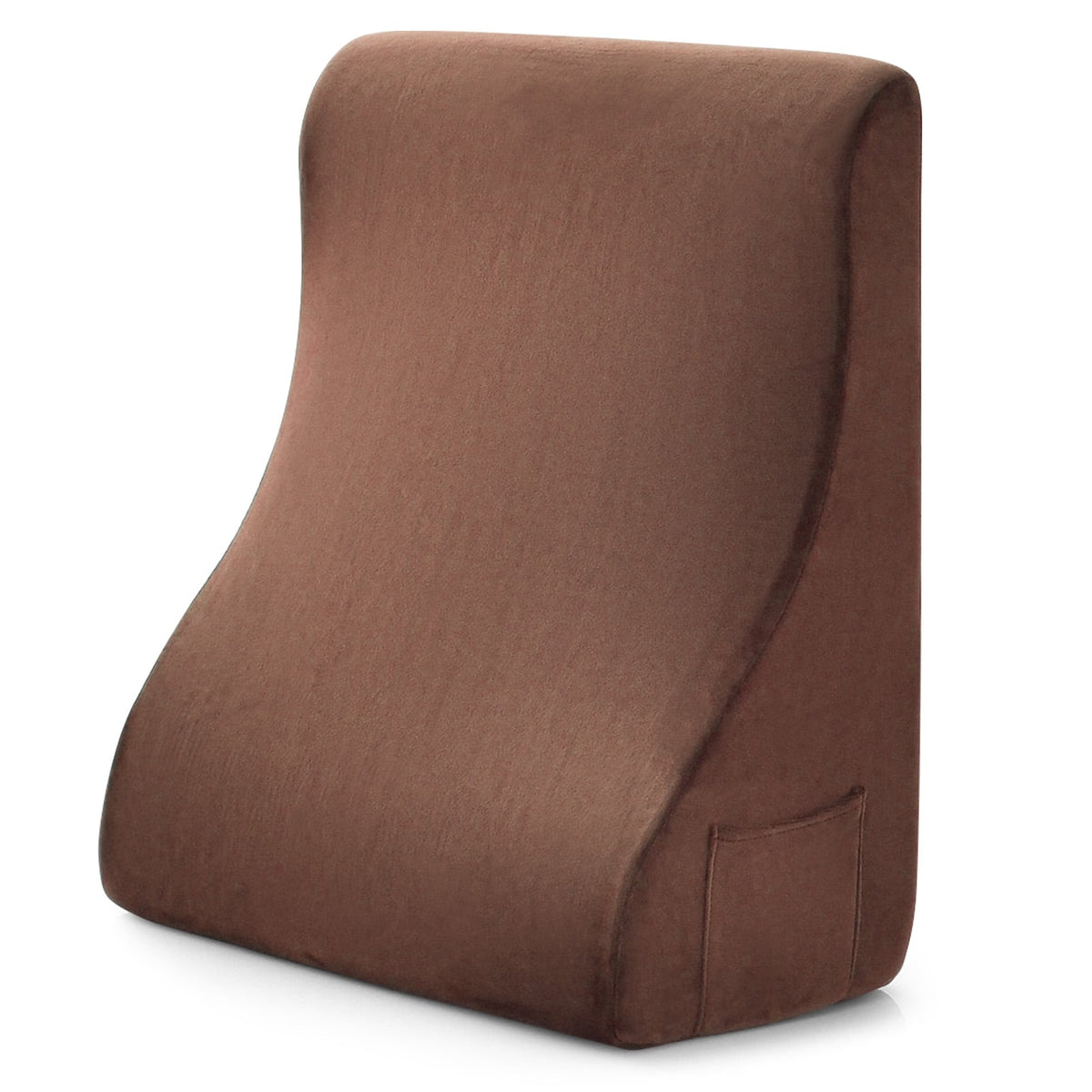 Bed Wedge Pillow with Tablet Pillow Stand and Side Pockets-Brown-Bedding-DECOROLALA