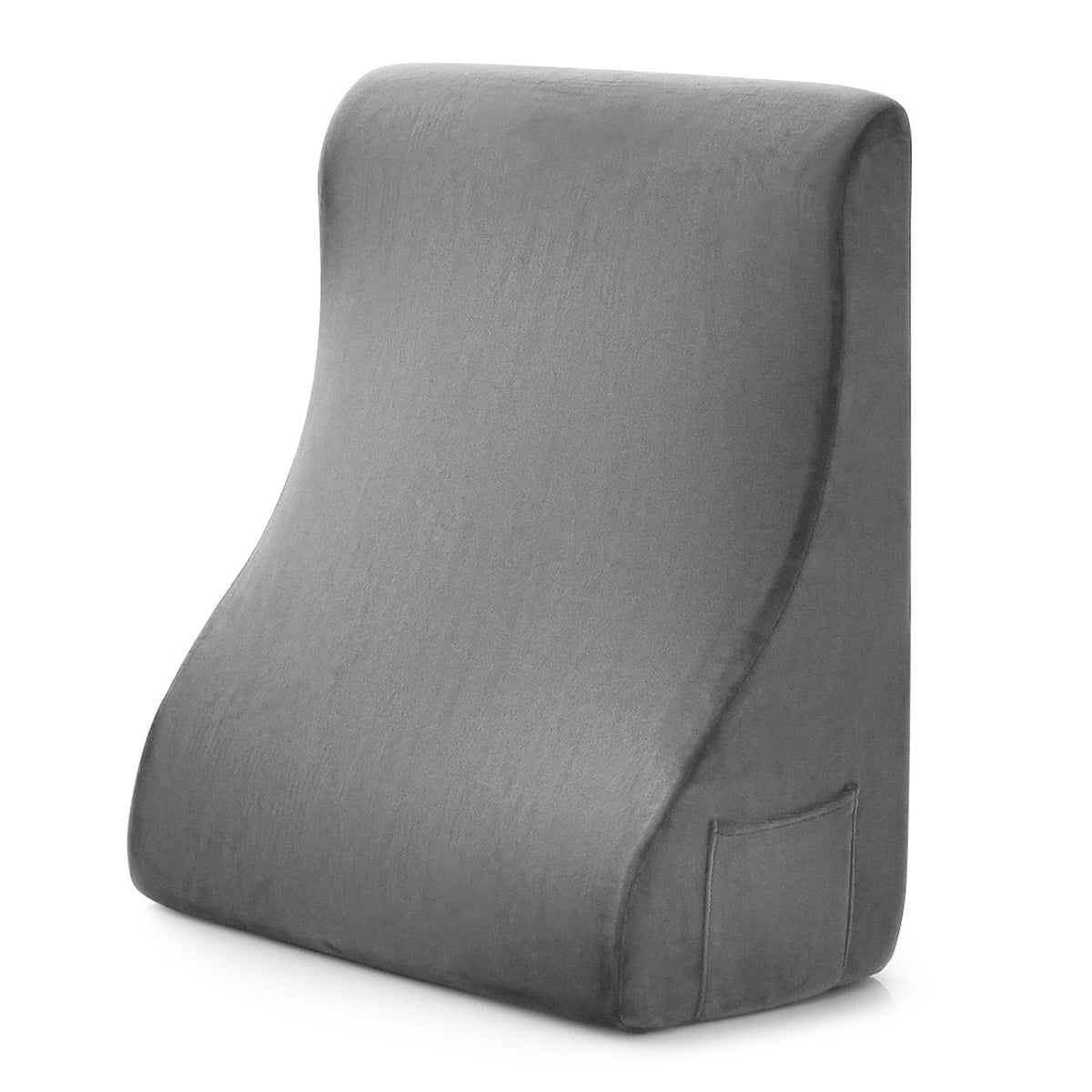 Bed Wedge Pillow with Tablet Pillow Stand and Side Pockets-Gray-Bedding-DECOROLALA