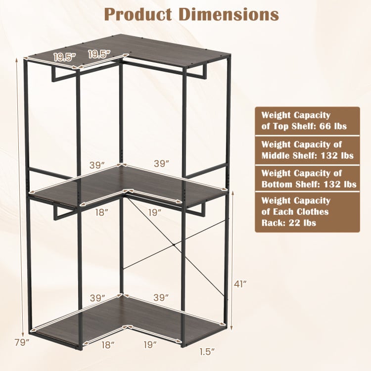 Bedroom Set with 3-Tier Clothes Rack Freestanding Clothing Rack and Dresser Storage Tower-Bedroom Furniture Sets-DECOROLALA