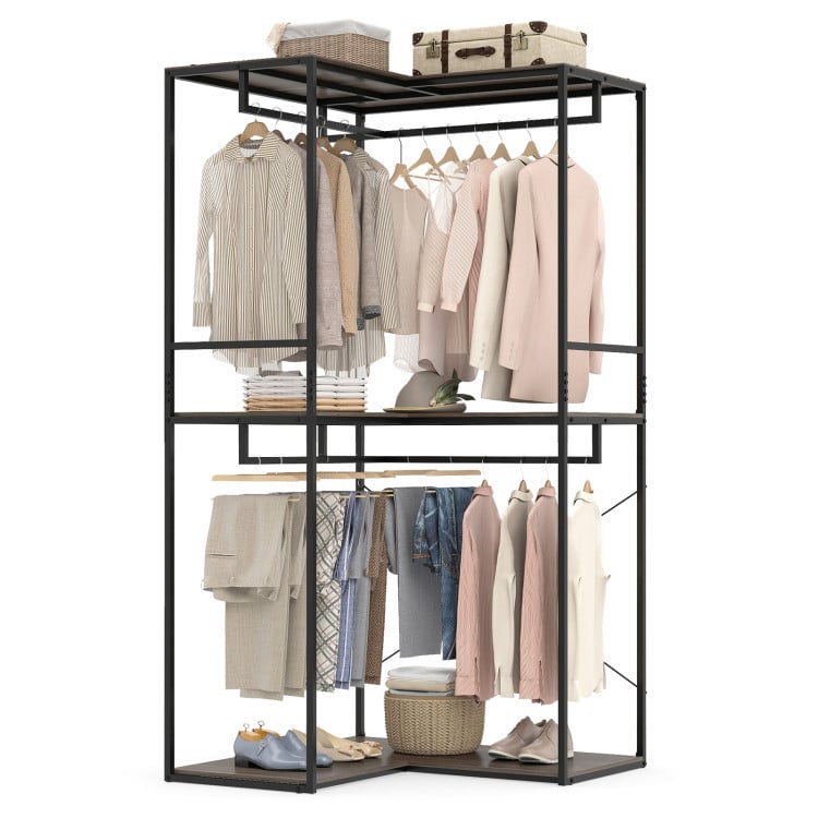 Bedroom Set with 3-Tier Clothes Rack Freestanding Clothing Rack and Dresser Storage Tower-Bedroom Furniture Sets-DECOROLALA