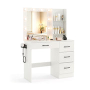 Bedroom Set with Lockable Mirrored Jewelry Cabinet and Vanity Desk-Bedroom Furniture Sets-DECOROLALA