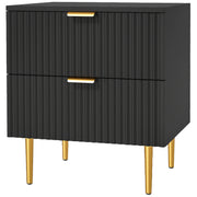 Bedside Table, Modern Nightstand with 2 Drawers, Side End Table with Metal Legs for Living Room, Bedroom, Black-Home Furnishings > Bedroom Furniture > Bedside Tables-DECOROLALA