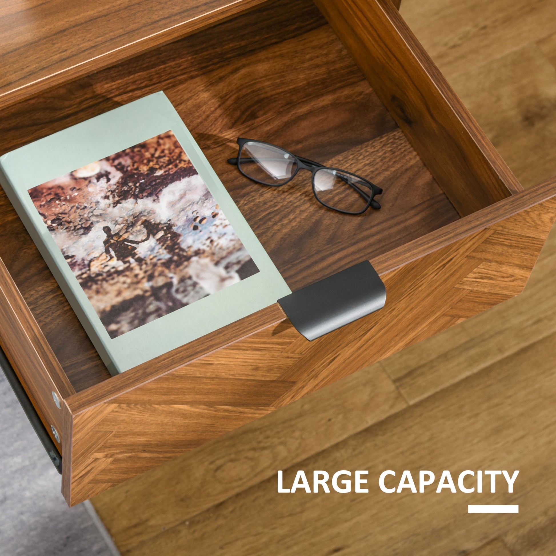 Bedside Table, Nightstand for Bedroom, End Side Table Dresser Storage with 2 Drawers, Walnut Brown-Home Furnishings > Storage & Organization > Storage Cabinets-DECOROLALA
