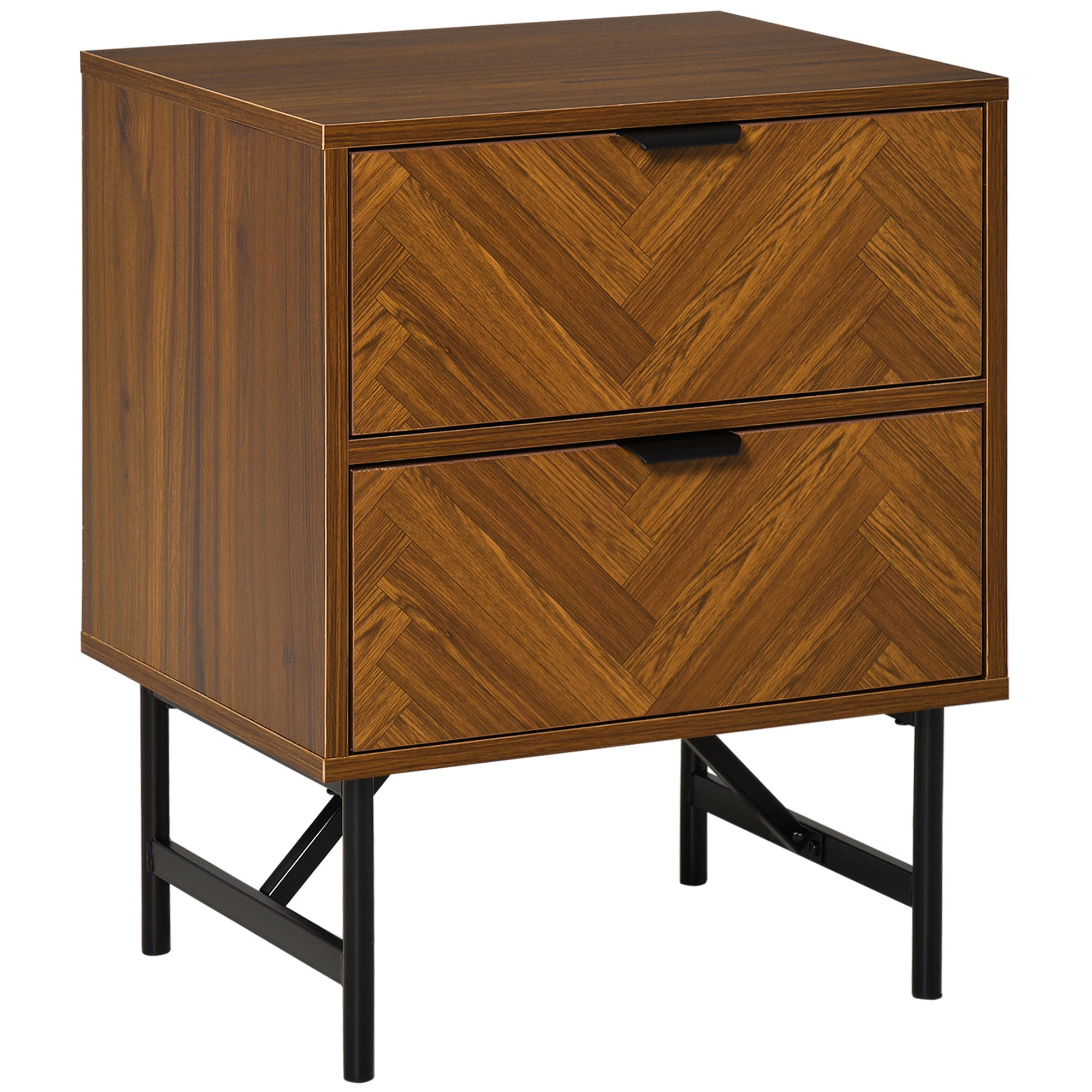 Bedside Table, Nightstand for Bedroom, End Side Table Dresser Storage with 2 Drawers, Walnut Brown-Home Furnishings > Storage & Organization > Storage Cabinets-DECOROLALA
