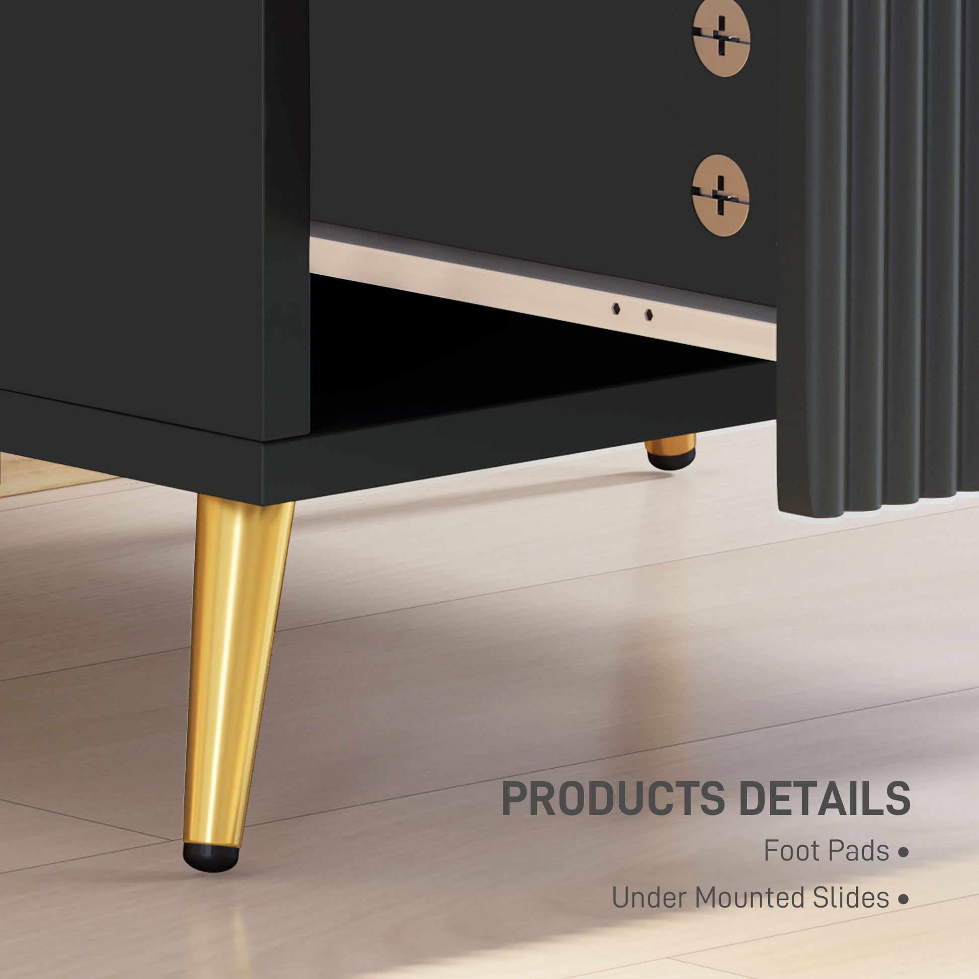 Bedside Table, Nightstand with 2 Drawers, Side End Table with Metal Legs for Bedroom, Black-Home Furnishings > Bedroom Furniture > Bedside Tables-DECOROLALA
