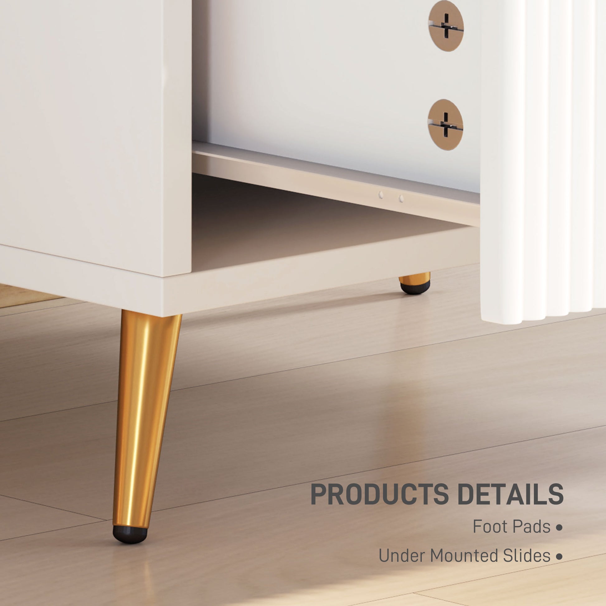 Bedside Table, Nightstand with 2 Drawers, Side End Table with Metal Legs for Bedroom, White-Home Furnishings > Bedroom Furniture > Bedside Tables-DECOROLALA