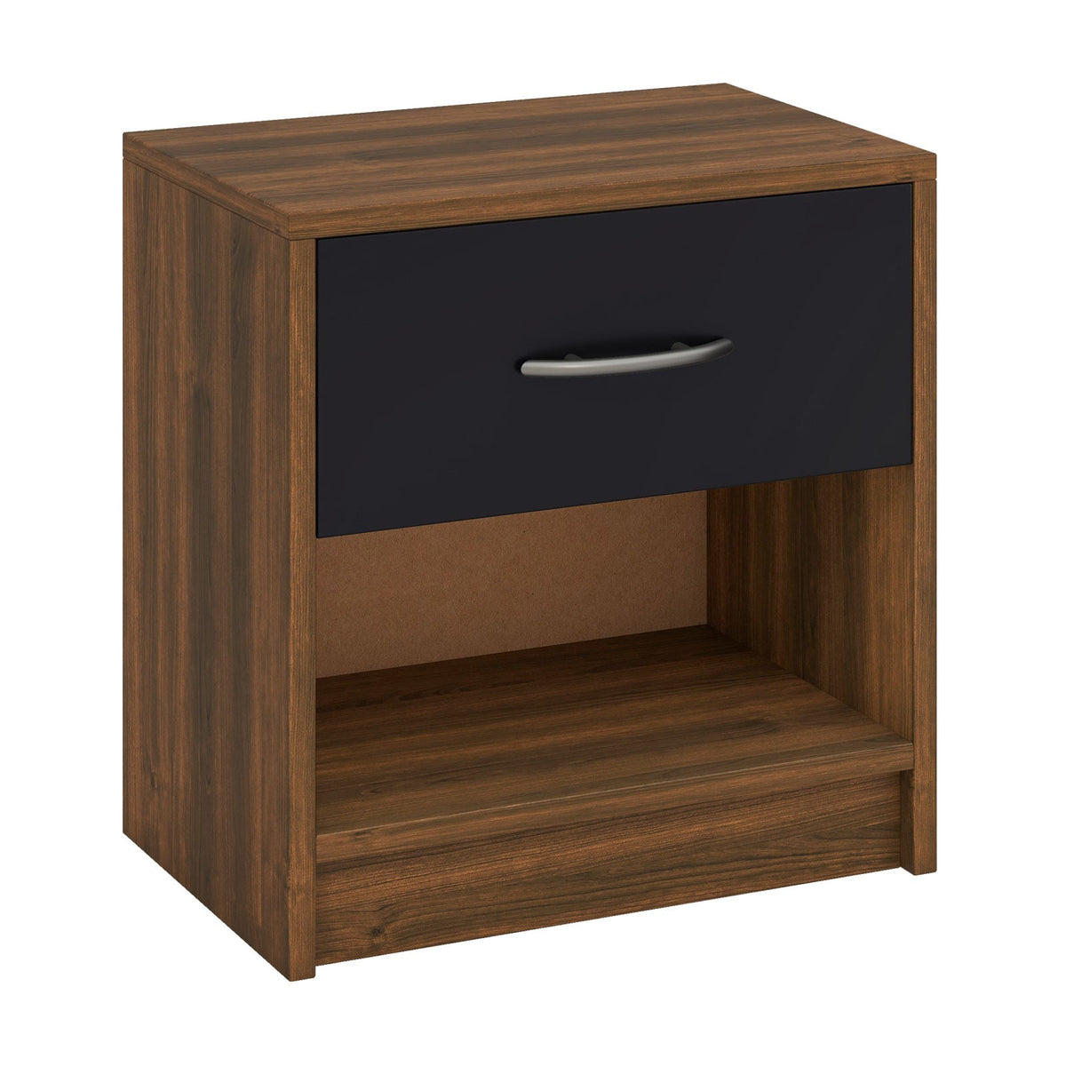 Bedside Table Nightstand with Drawer and Open Storage Shelf-Brown-Nightstands-DECOROLALA