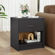 Bedside Table Nightstand with Drawer and Open Storage Shelf-Gray-Nightstands-DECOROLALA