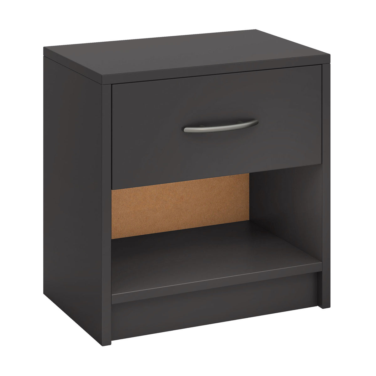 Bedside Table Nightstand with Drawer and Open Storage Shelf-Gray-Nightstands-DECOROLALA