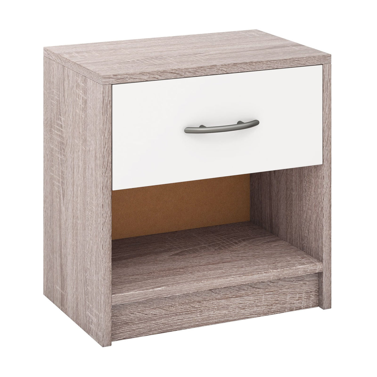 Bedside Table Nightstand with Drawer and Open Storage Shelf-Light Gray-Nightstands-DECOROLALA