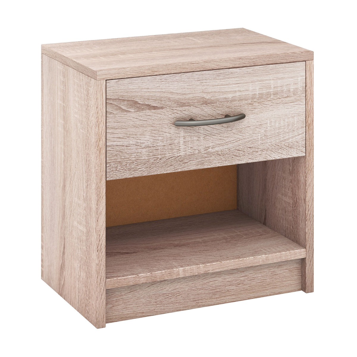 Bedside Table Nightstand with Drawer and Open Storage Shelf-Natural-Nightstands-DECOROLALA