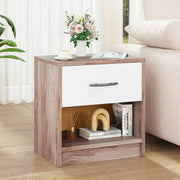 Bedside Table Nightstand with Drawer and Open Storage Shelf-Oak-Nightstands-DECOROLALA