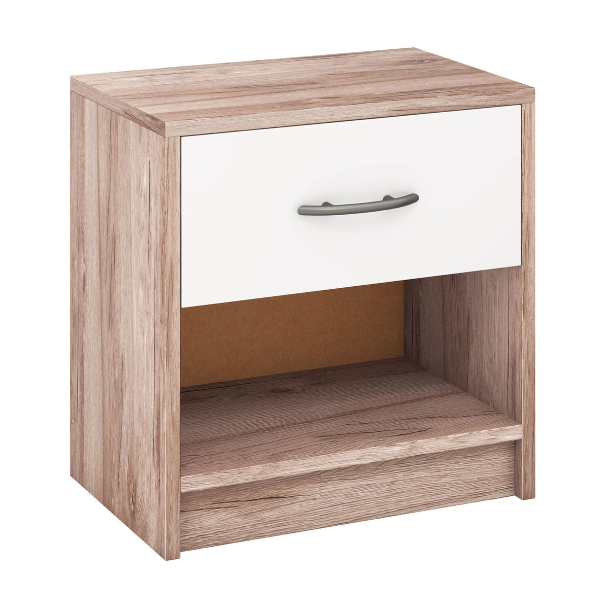 Bedside Table Nightstand with Drawer and Open Storage Shelf-Oak-Nightstands-DECOROLALA