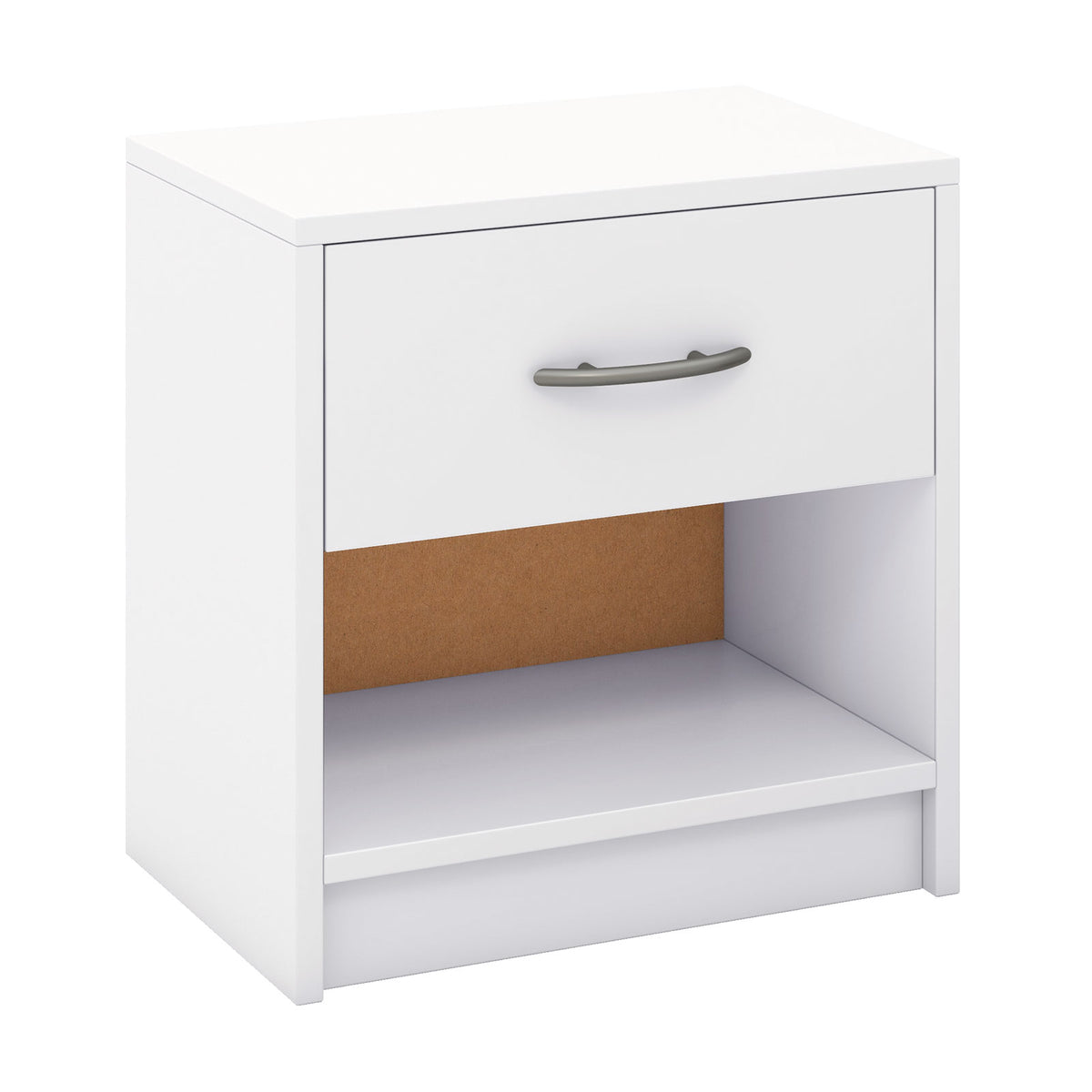 Bedside Table Nightstand with Drawer and Open Storage Shelf-White-Nightstands-DECOROLALA