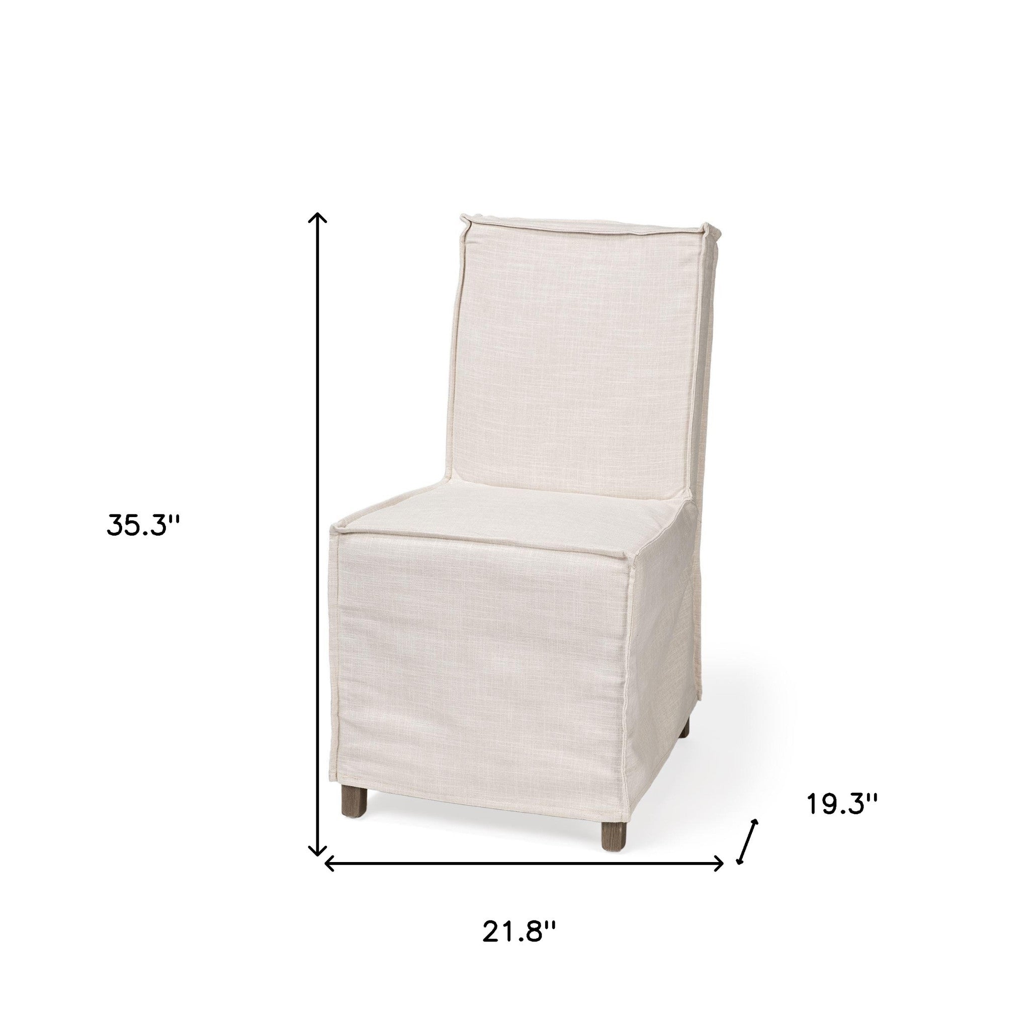 Beige And Brown Slipcovered Wood Parsons chair-Dining Chairs-DECOROLALA