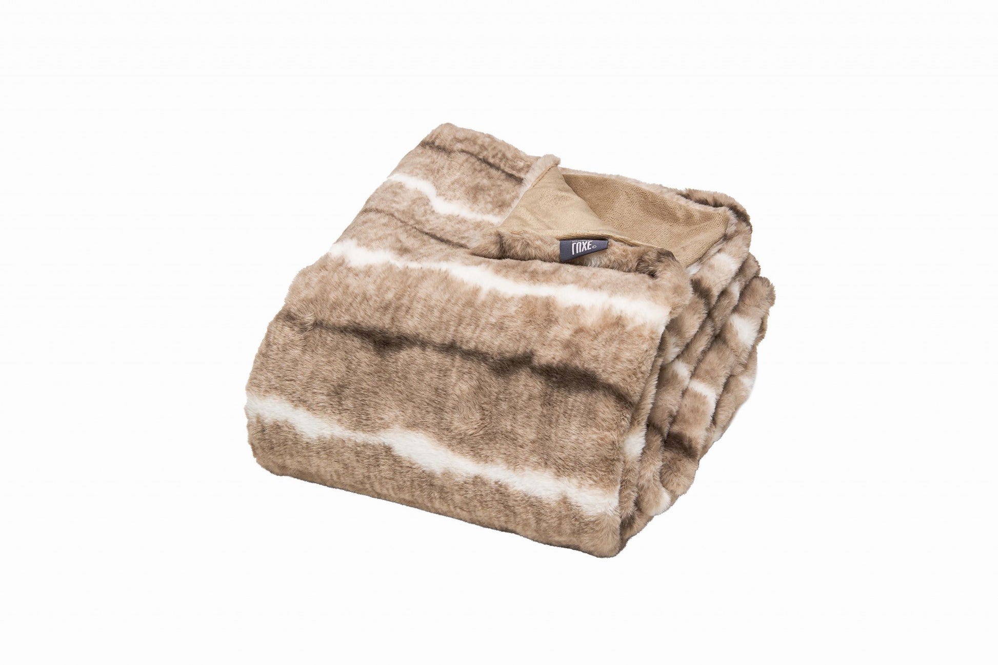 Beige Faux Fur Ombre Plush Throw-Throws & Blankets-DECOROLALA