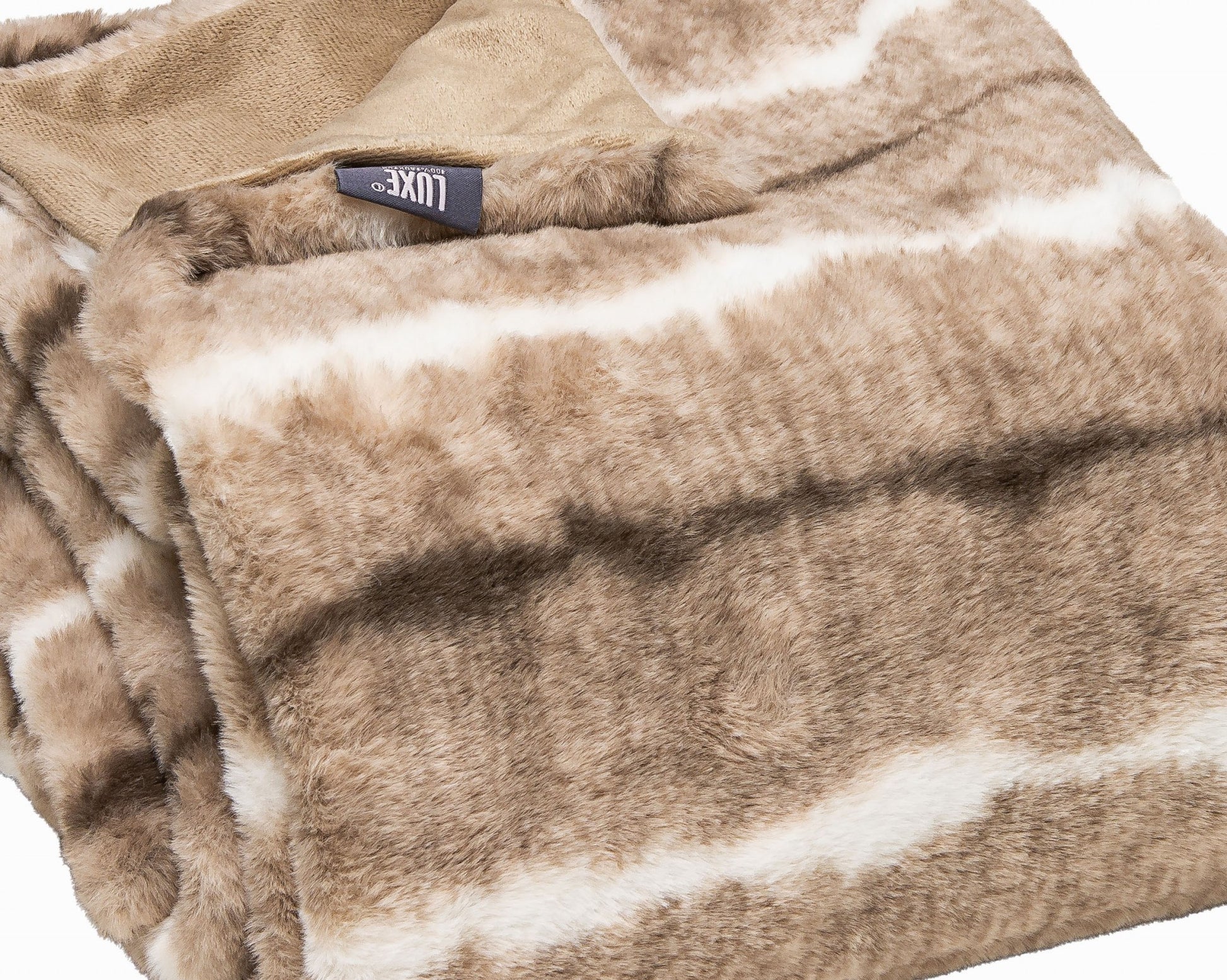 Beige Faux Fur Ombre Plush Throw-Throws & Blankets-DECOROLALA