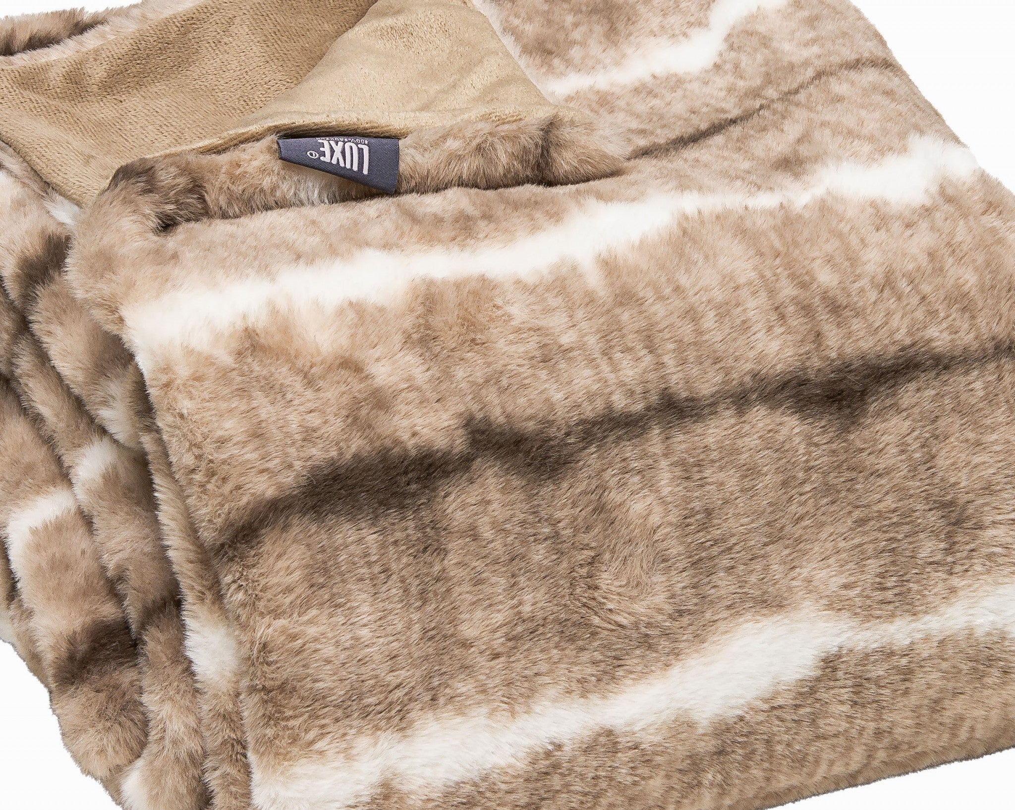Beige Faux Fur Ombre Plush Throw-Throws & Blankets-DECOROLALA