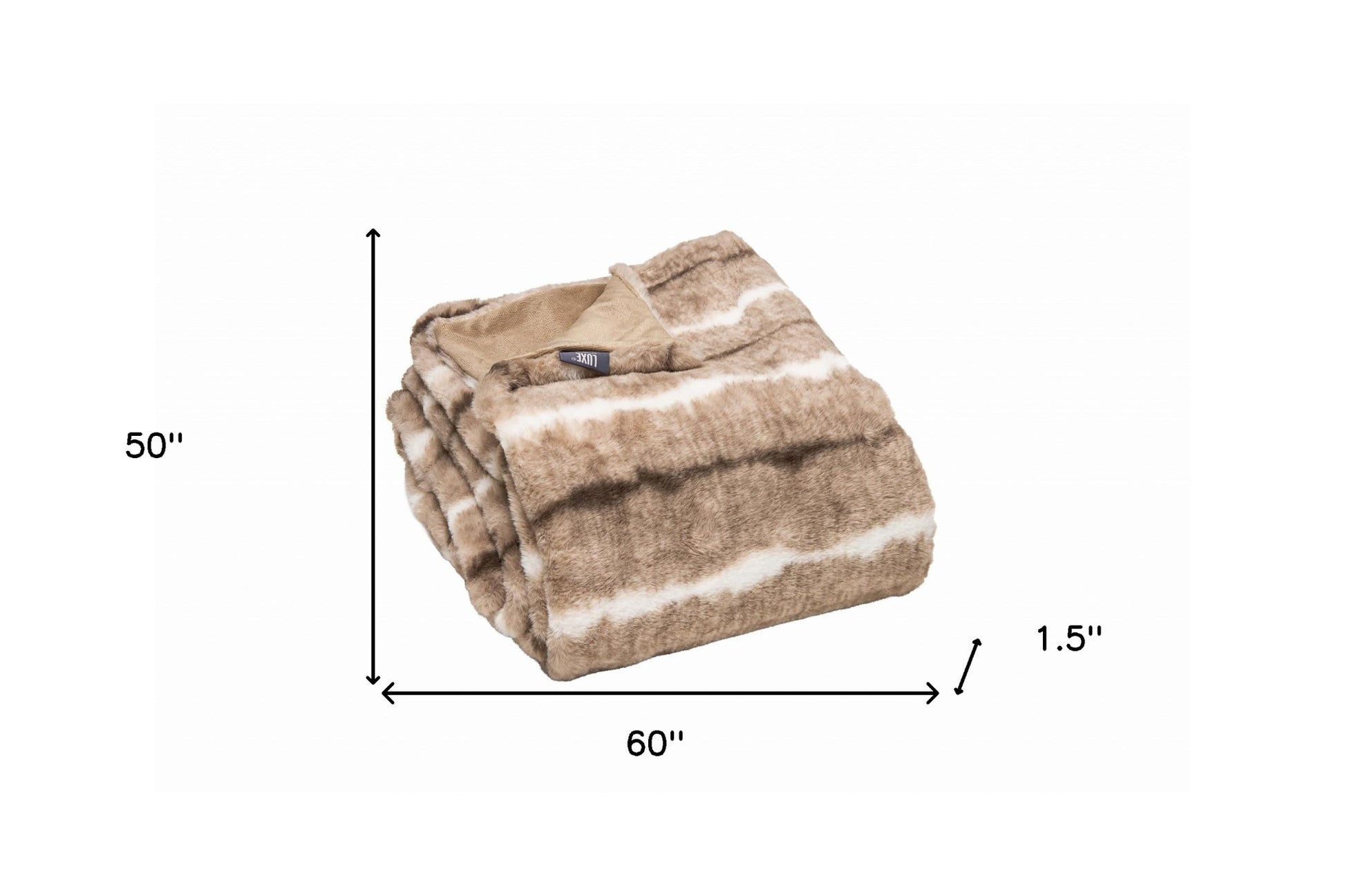 Beige Faux Fur Ombre Plush Throw-Throws & Blankets-DECOROLALA