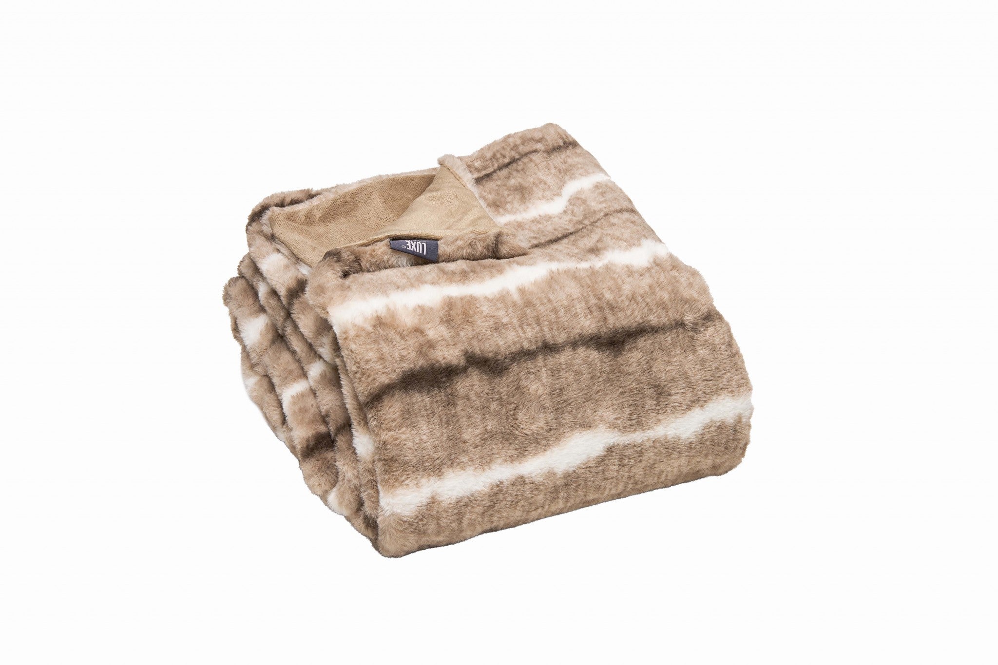 Beige Faux Fur Ombre Plush Throw-Throws & Blankets-DECOROLALA