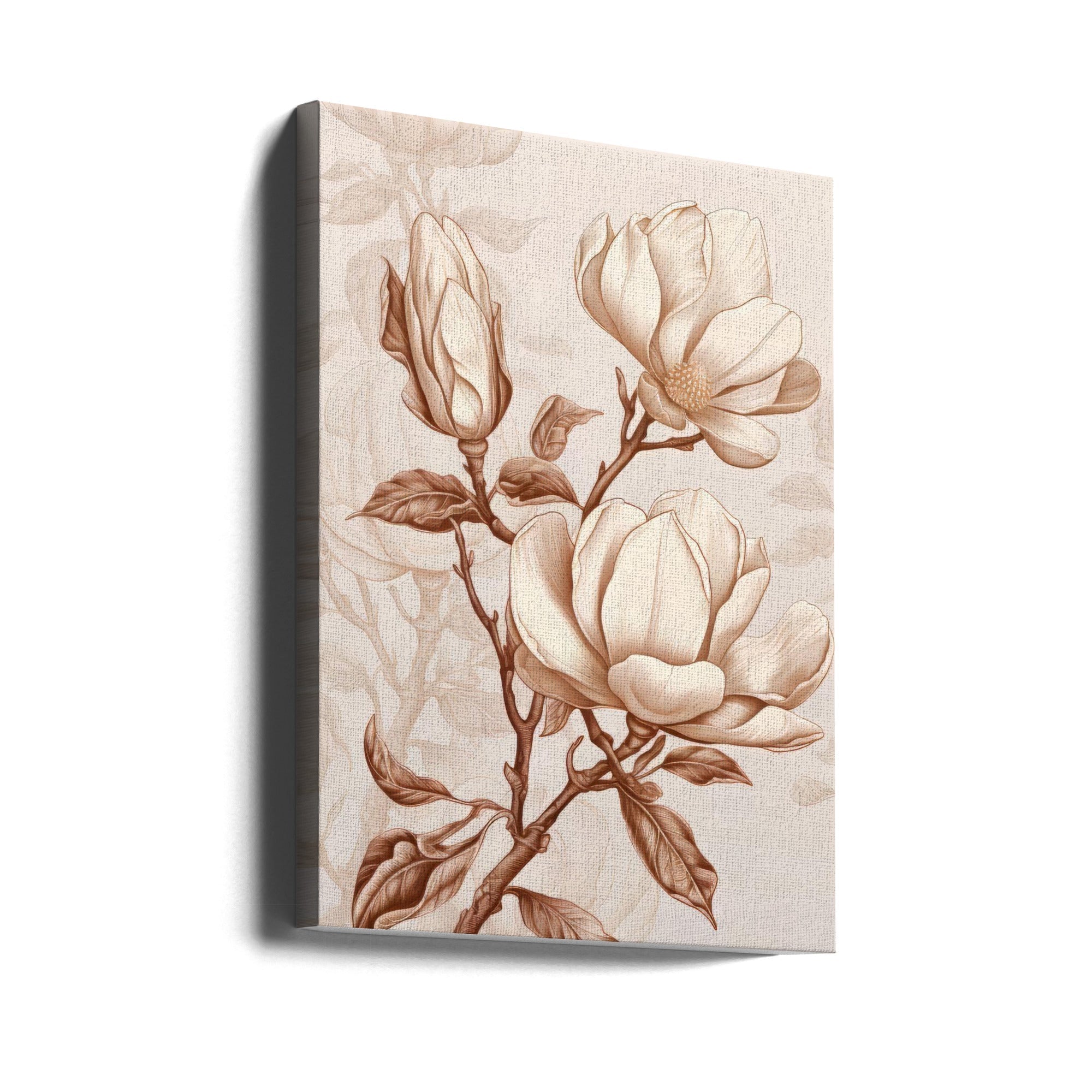 Beige Flowers 1 by Bilge Paksoylu-canvas-DECOROLALA