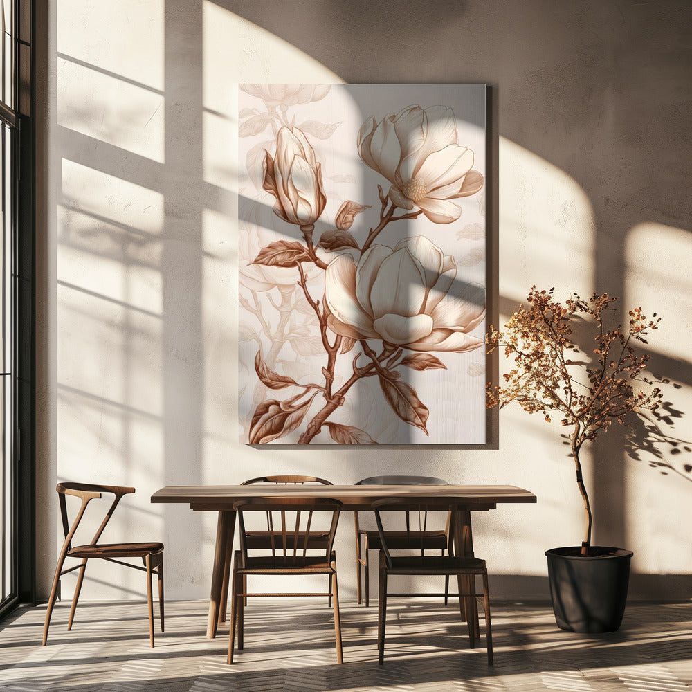 Beige Flowers 1 by Bilge Paksoylu-canvas-DECOROLALA