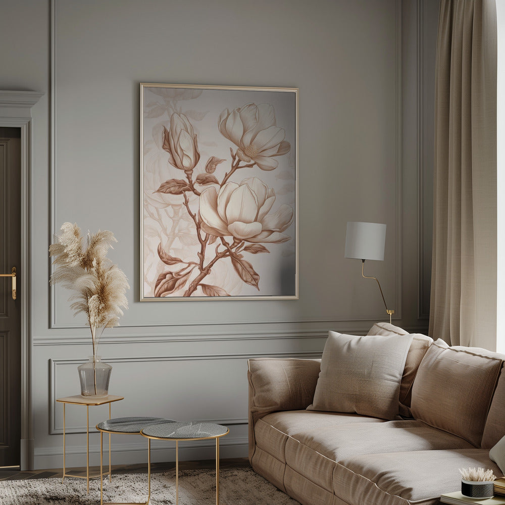 Beige Flowers 1 by Bilge Paksoylu-canvas-DECOROLALA