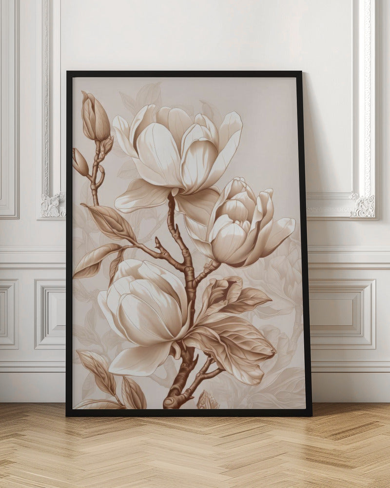 Beige Flowers 2 by Bilge Paksoylu-canvas-DECOROLALA